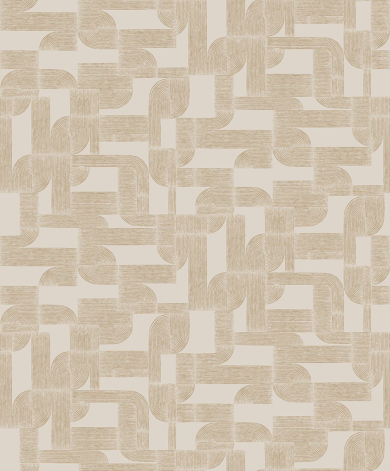 Tapete mit geometrischem Muster HECTOR - SABLE/DORE beige mit Gold