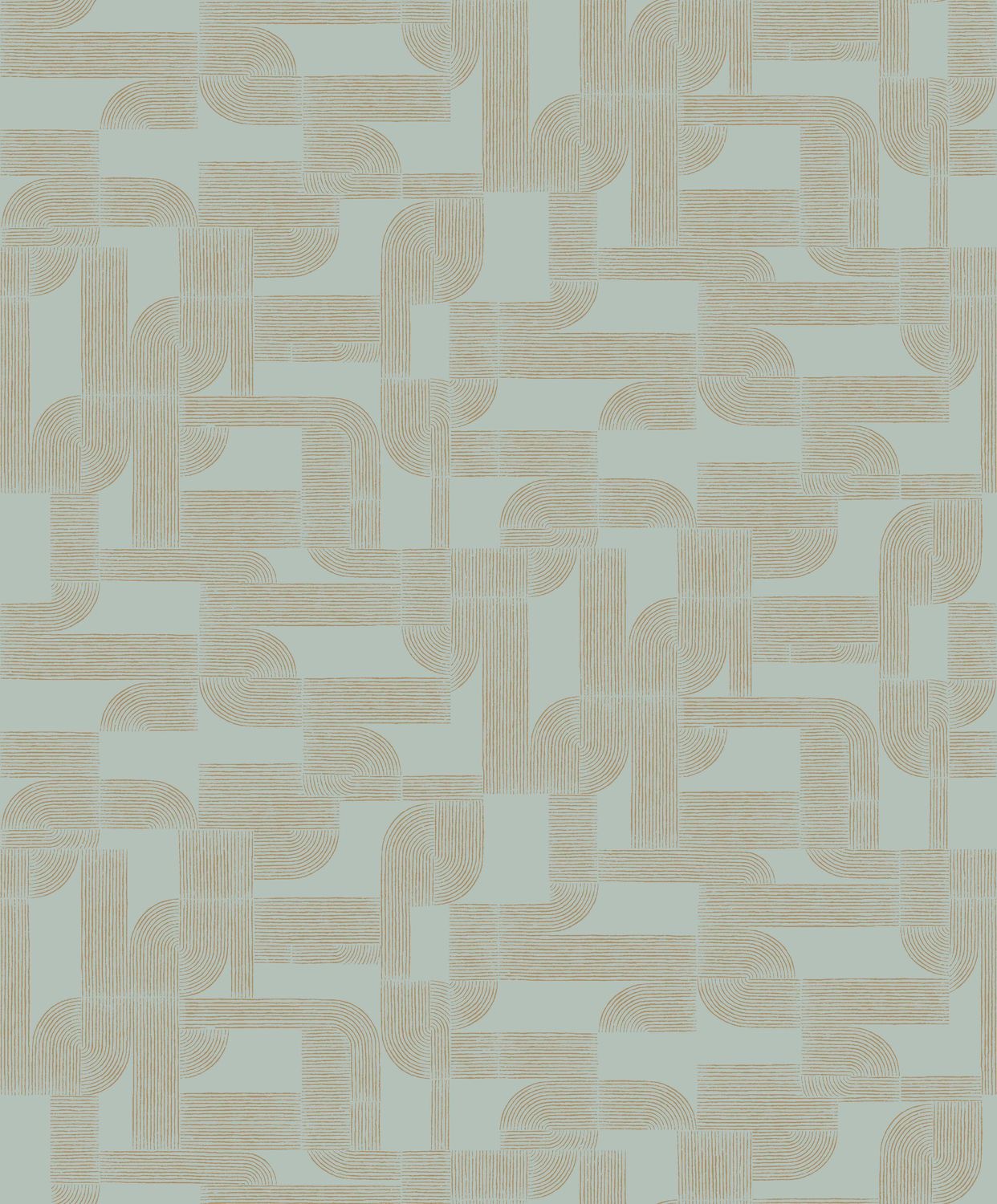 Tapete mit geometrischem Muster HECTOR - OPALINE/DORE türkis mit Gold