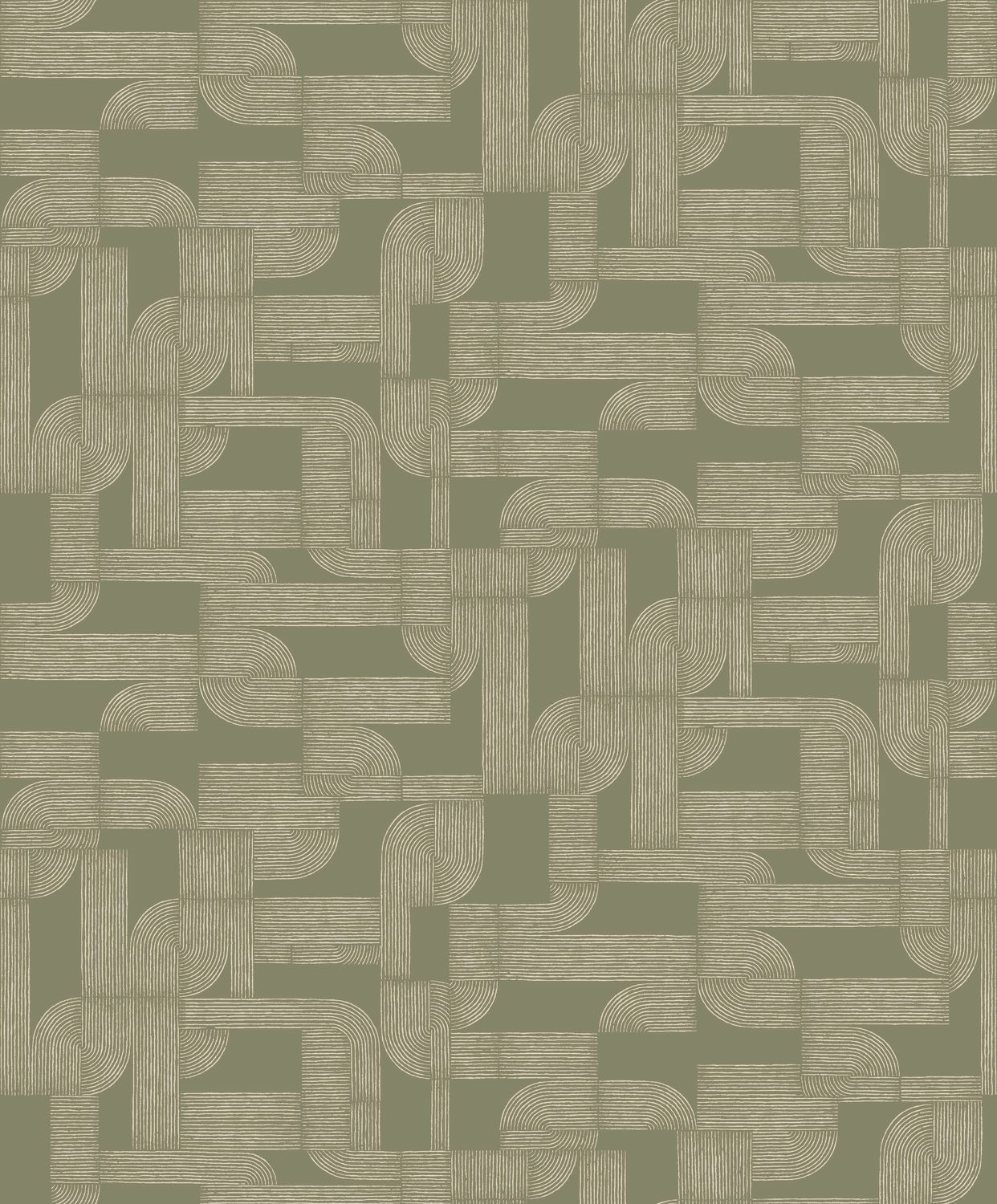 HECTOR Wallpaper with Geometric Pattern - VERT Muted Green