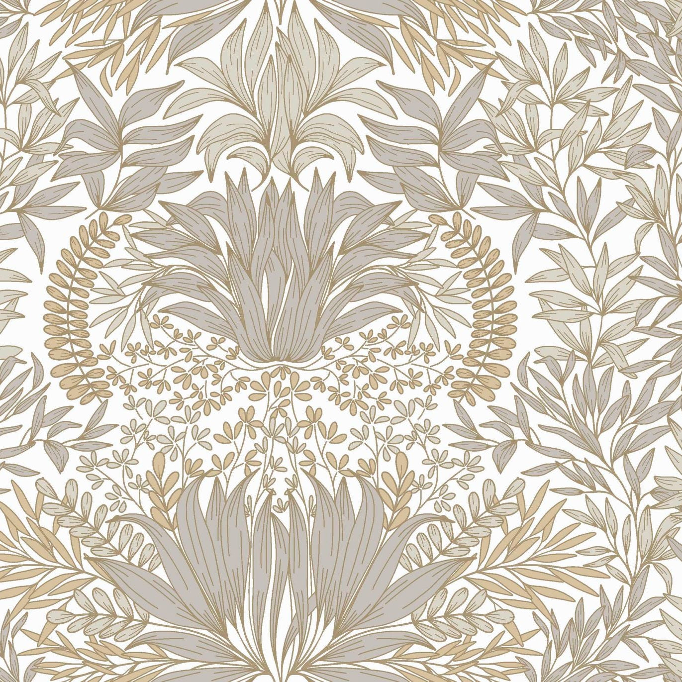 Chardon Floral Pattern Wallpaper - White with Gold