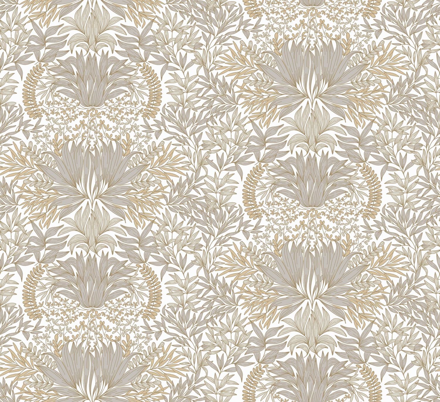 Chardon Floral Pattern Wallpaper - White with Gold