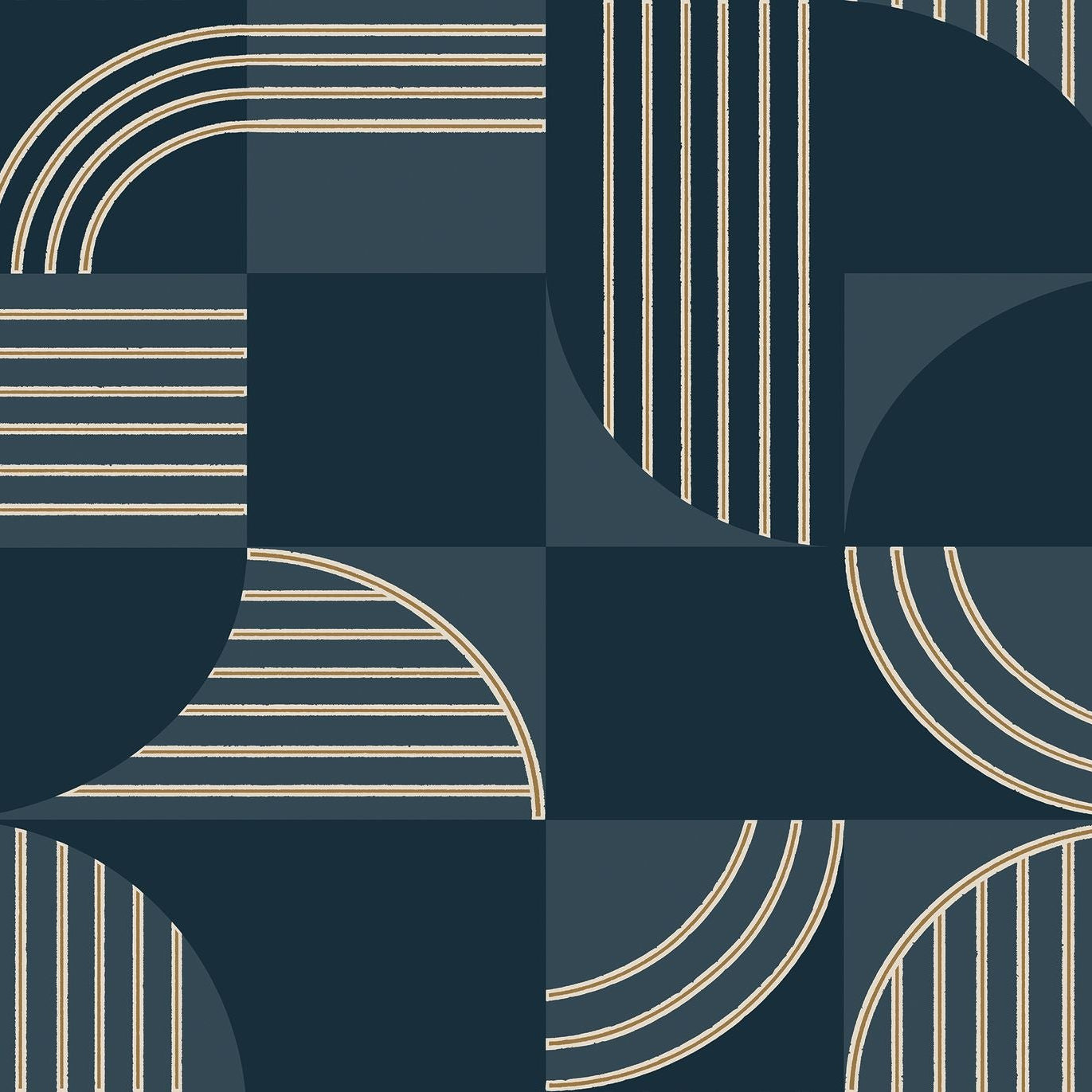 Non-woven wallpaper with a geometric pattern ANNÉES 30 - MARINE navy blue