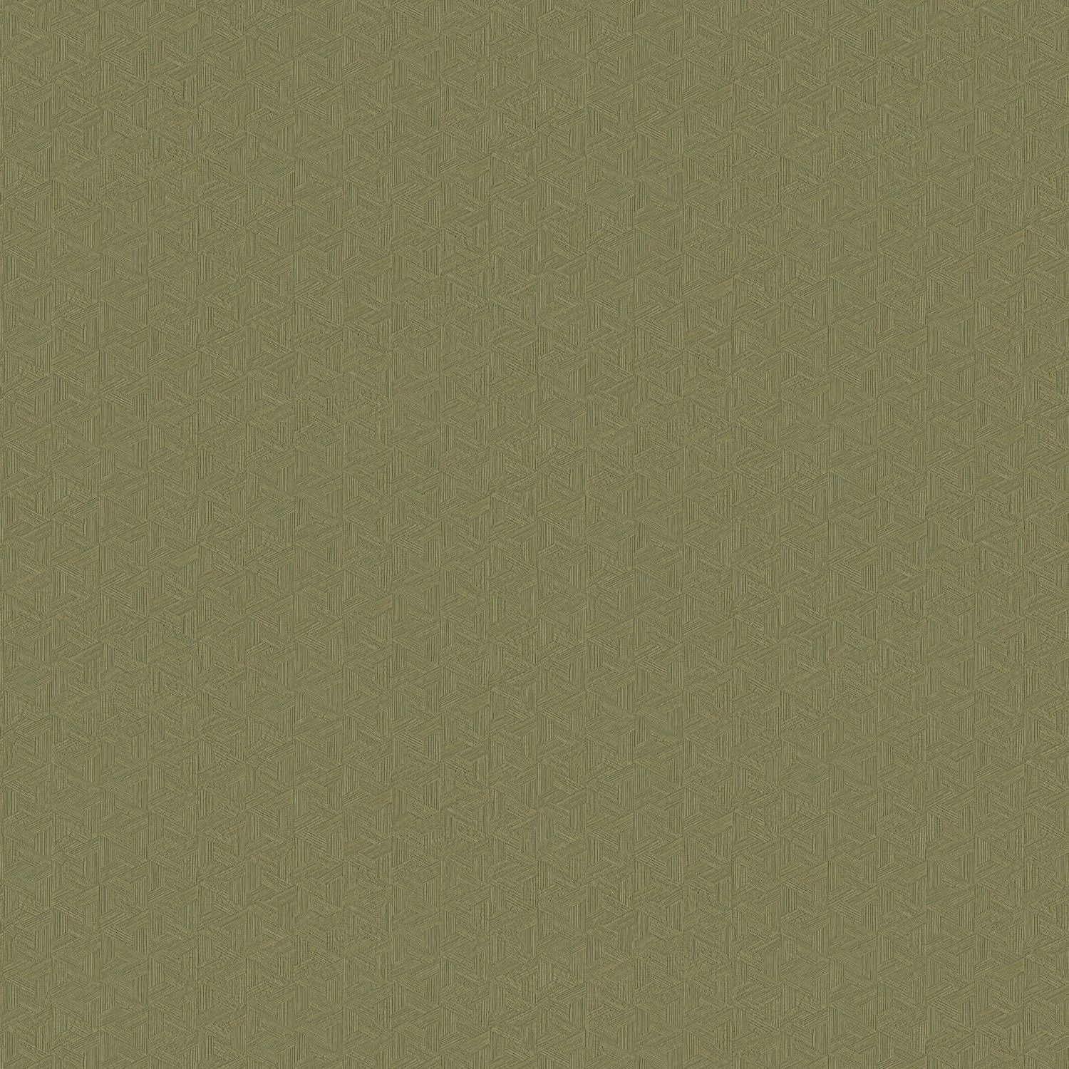 Geometrische Struktur-Tapete inspiriert von Bananenblatt LINDU - KAKI dunkelgrün