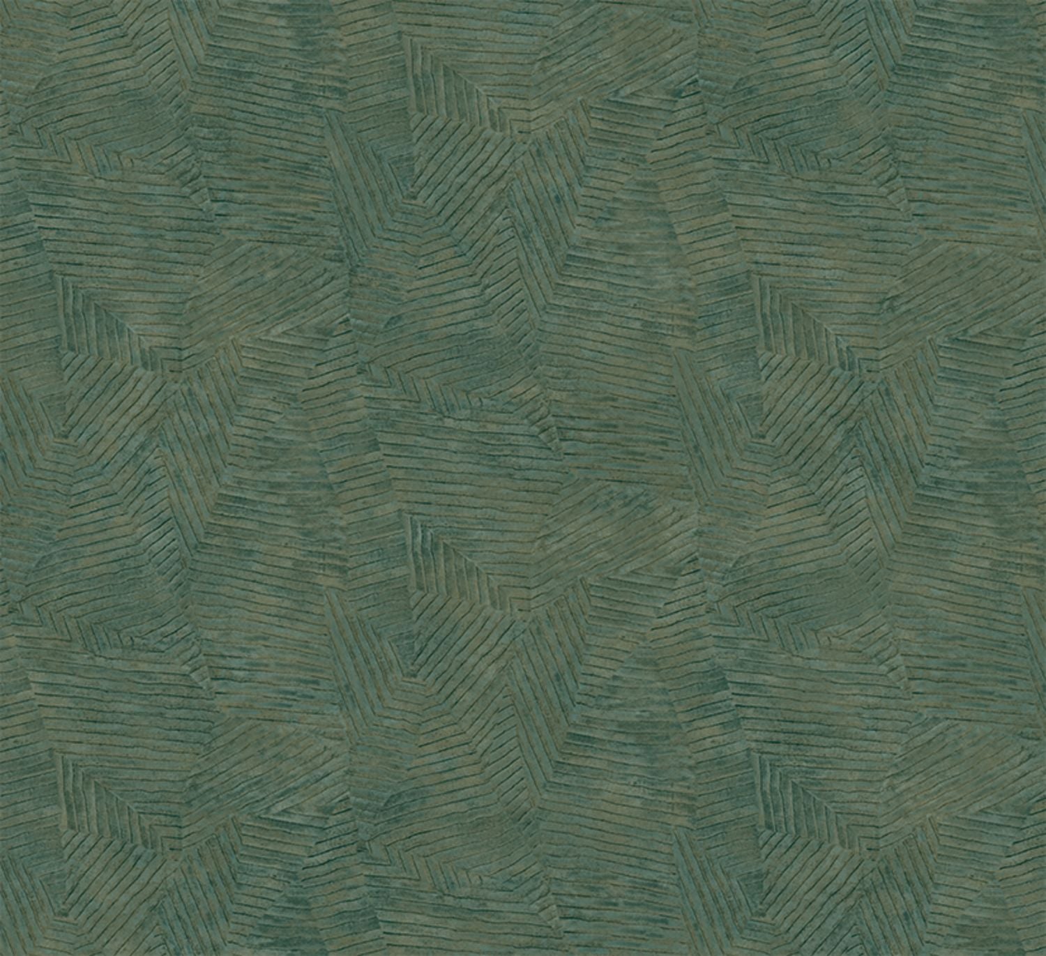 Tapeta metaliczna z geometrycznym wzorem liści LORE - VERT IMPÉRIAL DORÉ zielony ze złotym