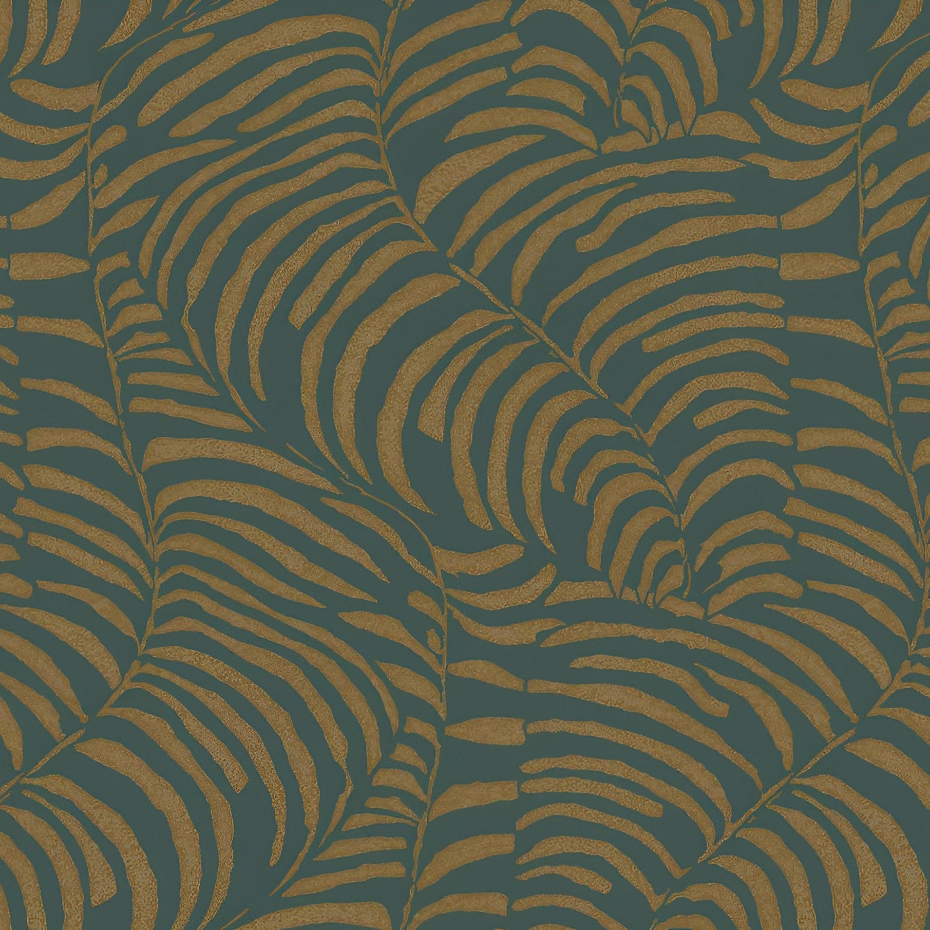 Non-woven wallpaper with a plant motif NOBILE - JASPE/DORÉ green with gold