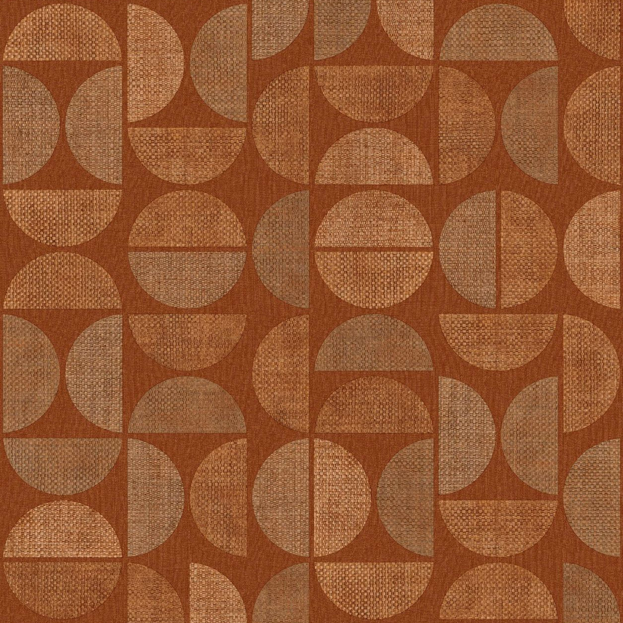 Structural vinyl wallpaper with geometric pattern DUALIS - ORANGE BRÛLÉ orange
