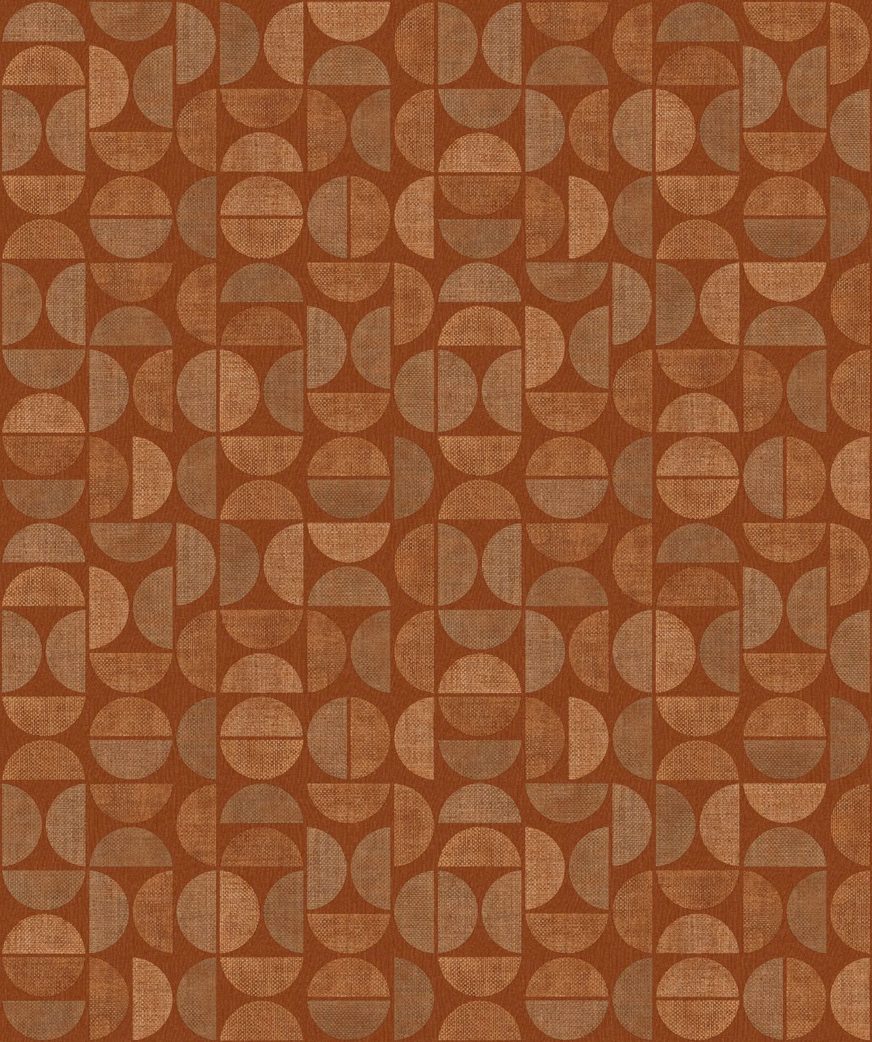 Structural vinyl wallpaper with geometric pattern DUALIS - ORANGE BRÛLÉ orange