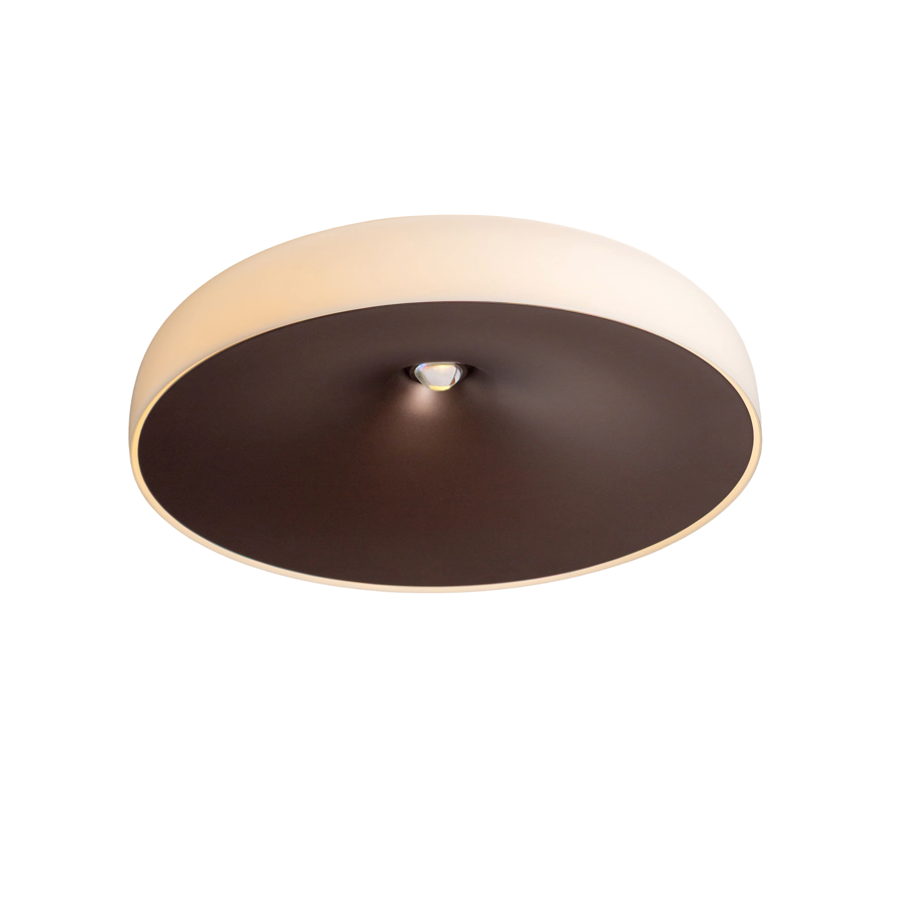 CHET-B ceiling lamp in matte brown with white.