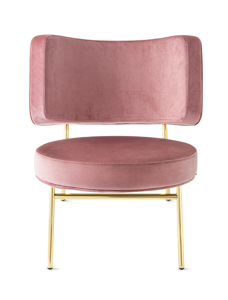 Upholstered COCO armchair with a golden base