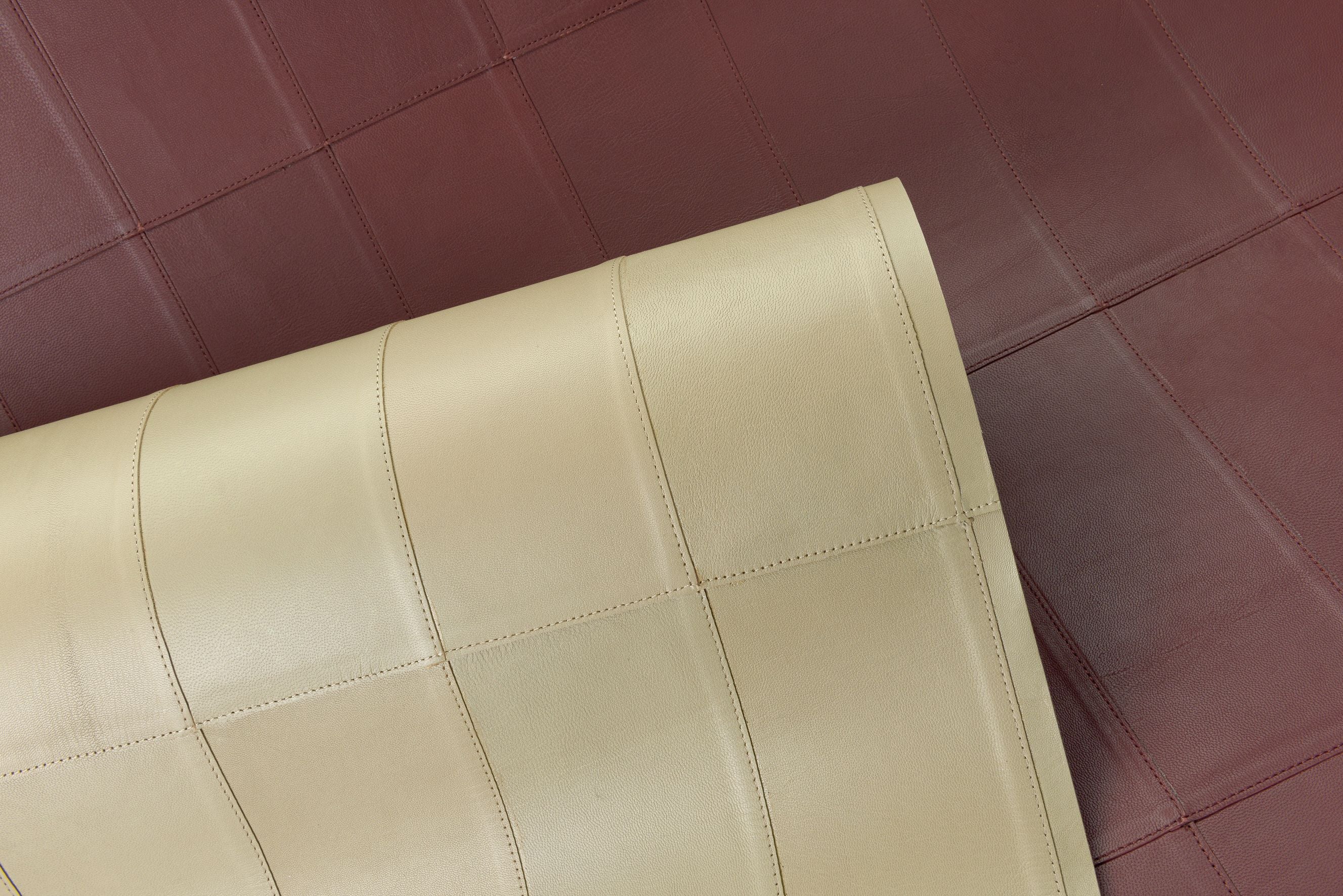 Natural leather wallpaper with geometric pattern PALADIN burgundy