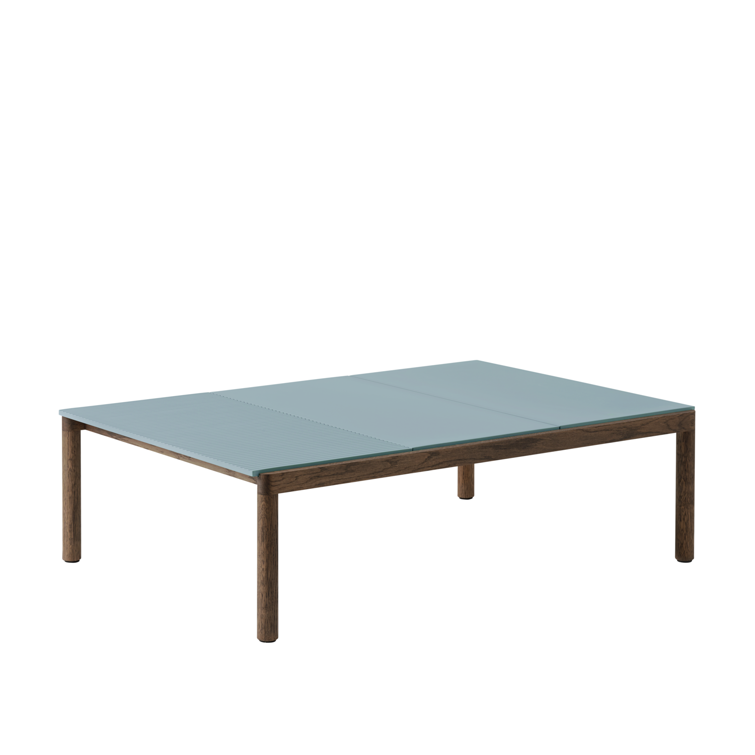 COUPLE Coffee Table in Blue with Dark Oak Base