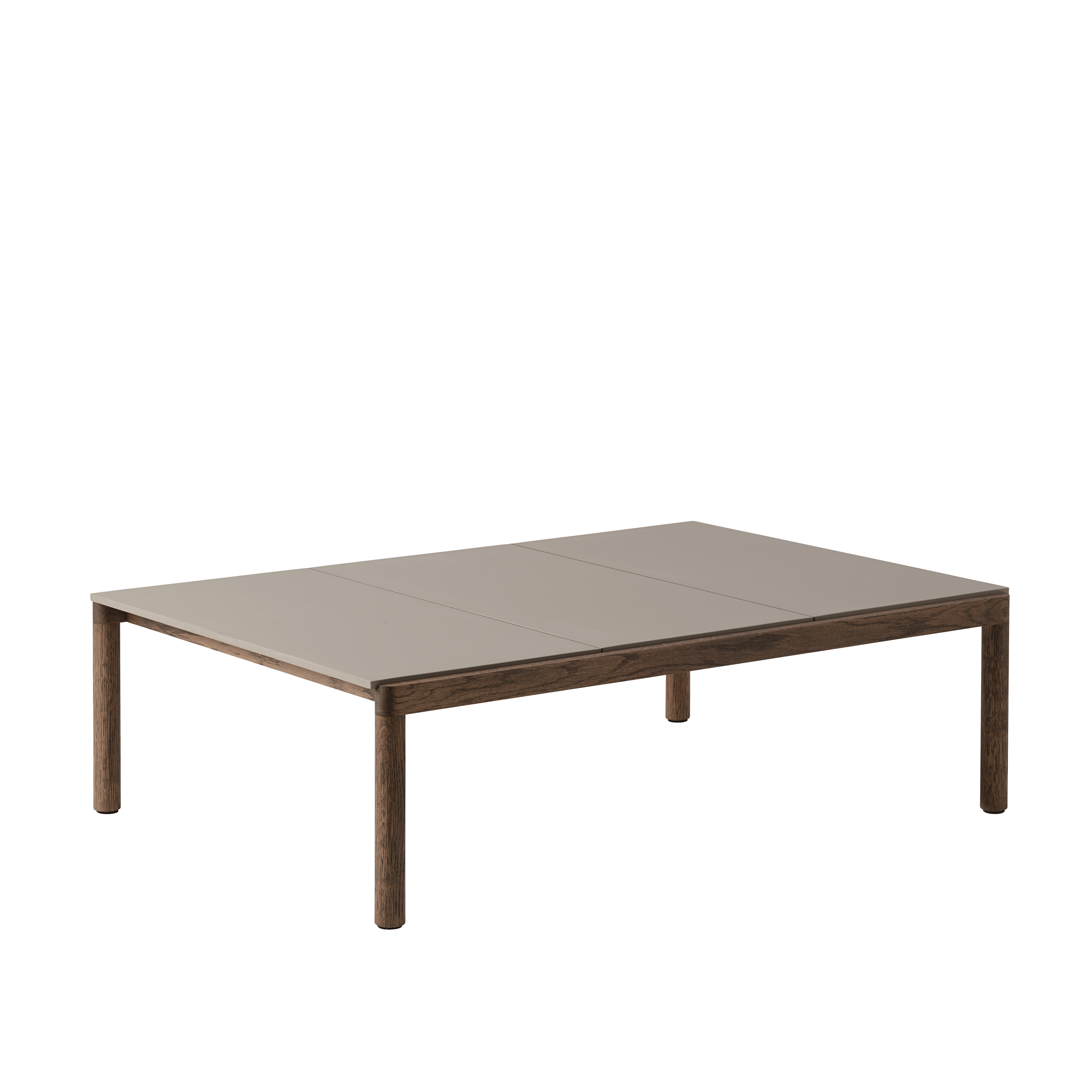 COUPLE taupe coffee table with a dark oak base