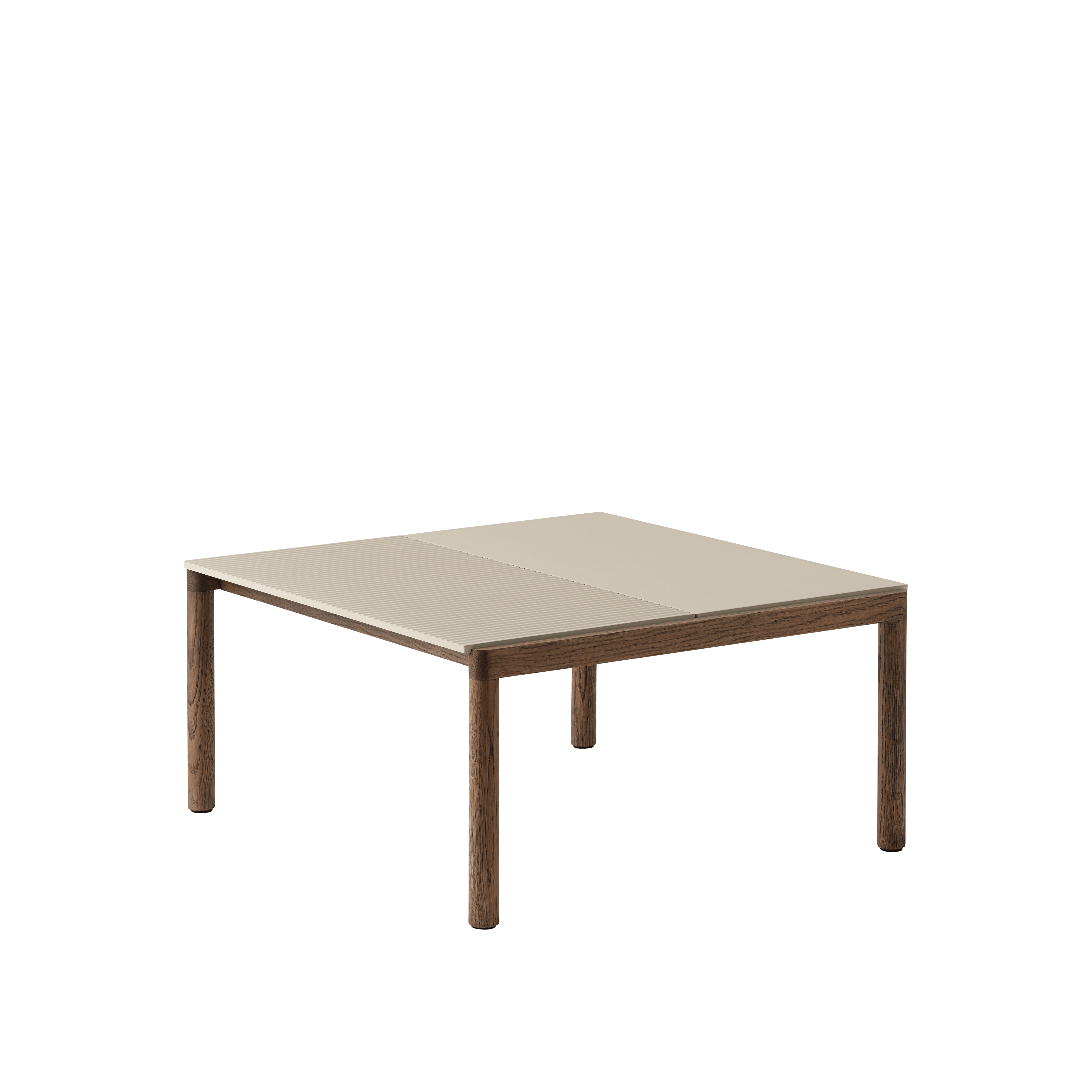 Couple Coffee Table in Sand with Dark Oak Base
