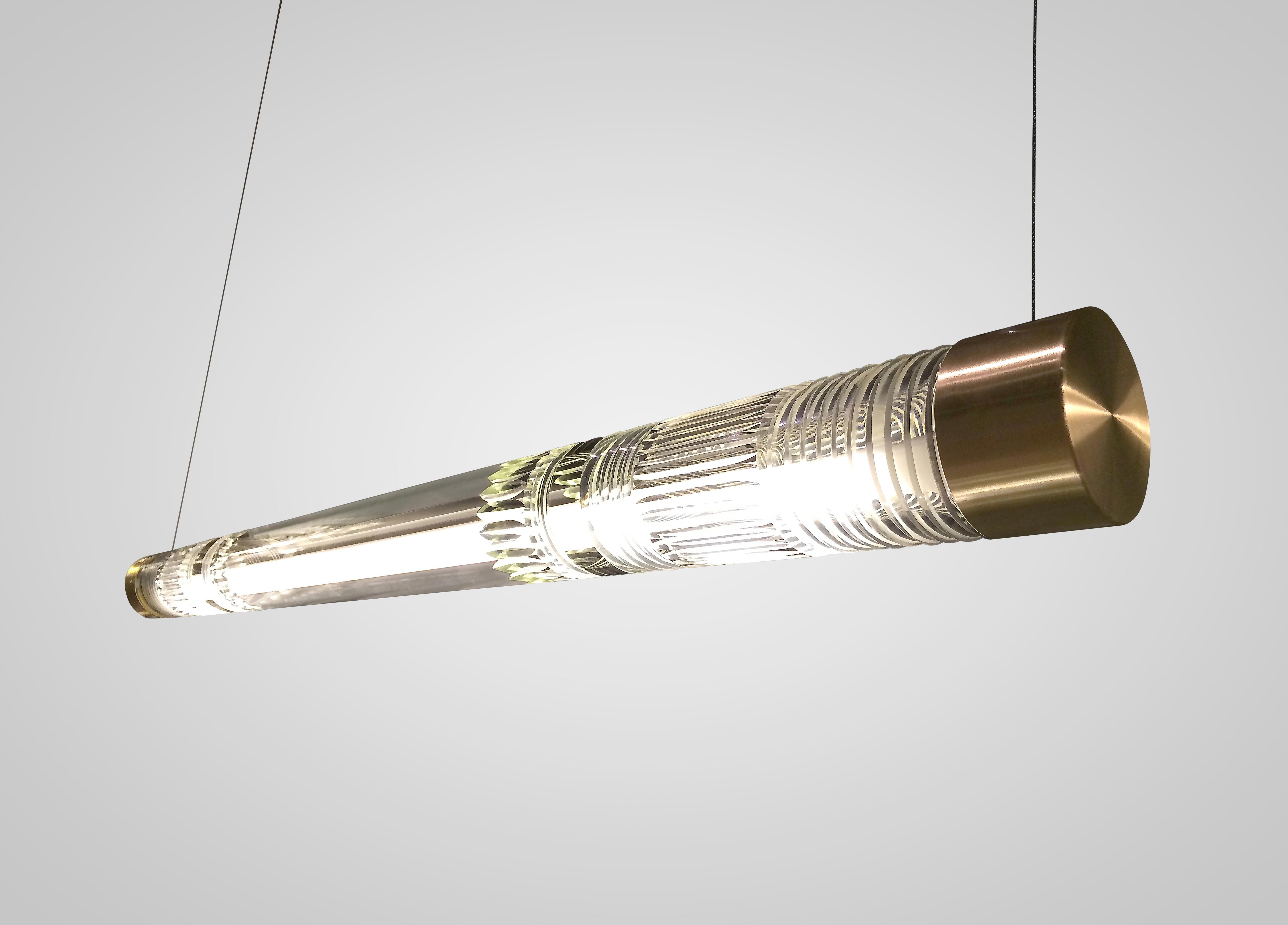 Lampa wisząca CRYSTAL TUBE szkło kryształowe z mosiężnym wykończeniem