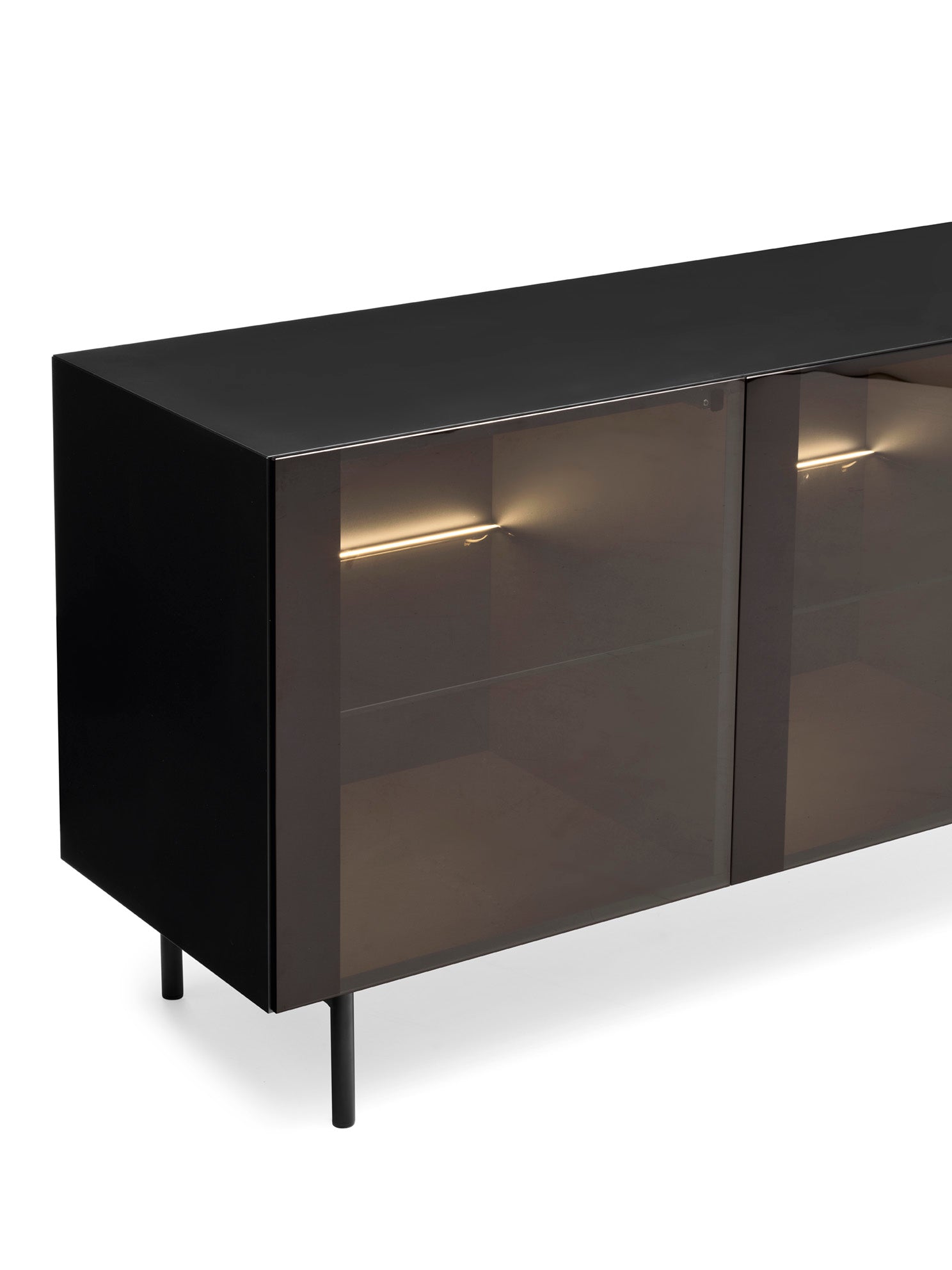 Schrank CRYSTAL schwarz mit braunem Glas