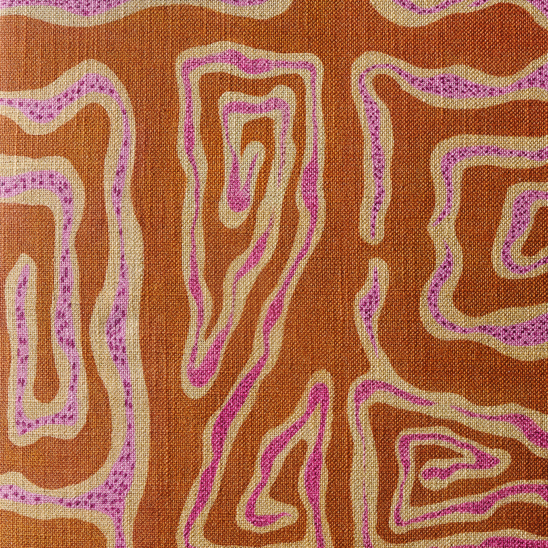 Leżanka V pomarańczowy z różowo-beżowym wzorem