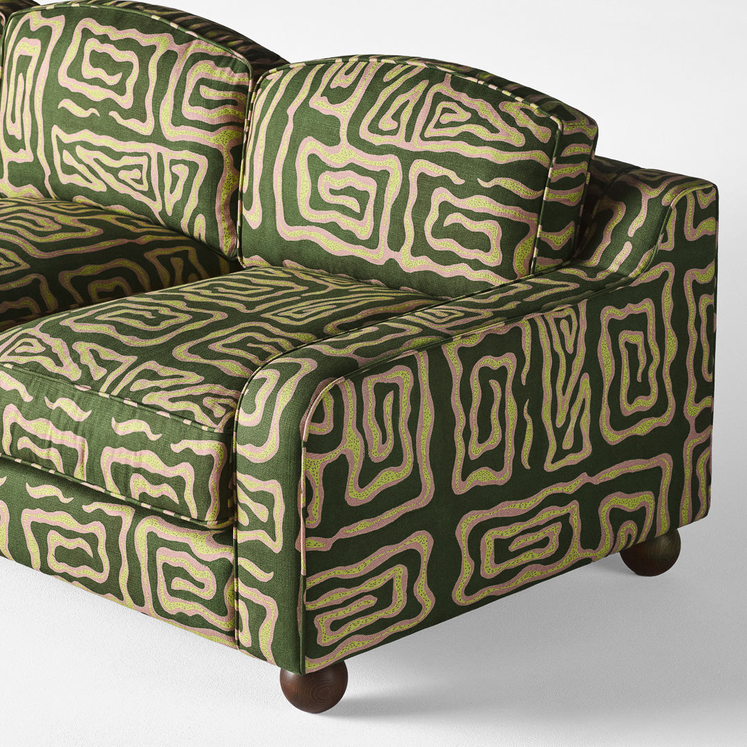 3-Seater Sofa LOLA Green with Beige Pattern