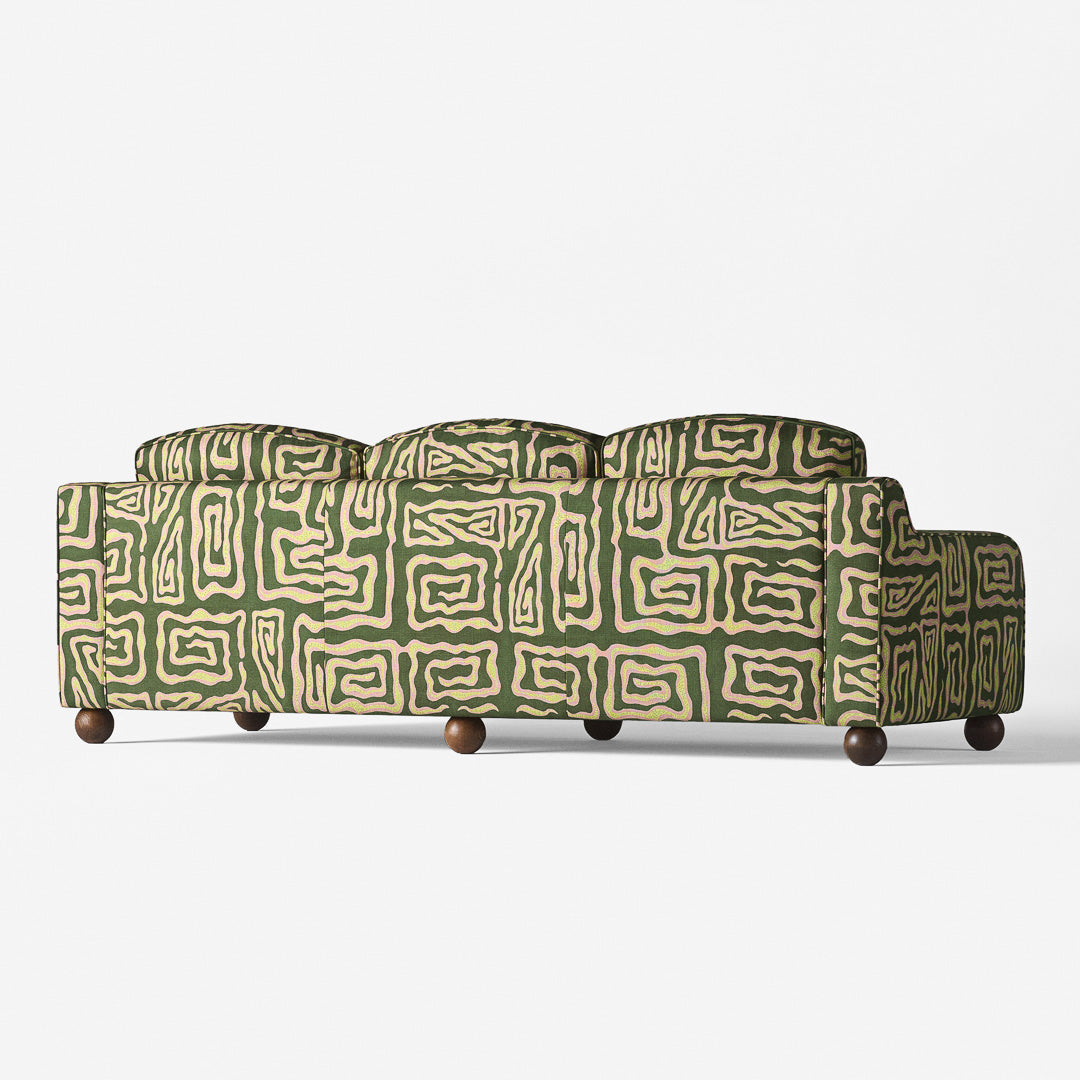3-Seater Sofa LOLA Green with Beige Pattern