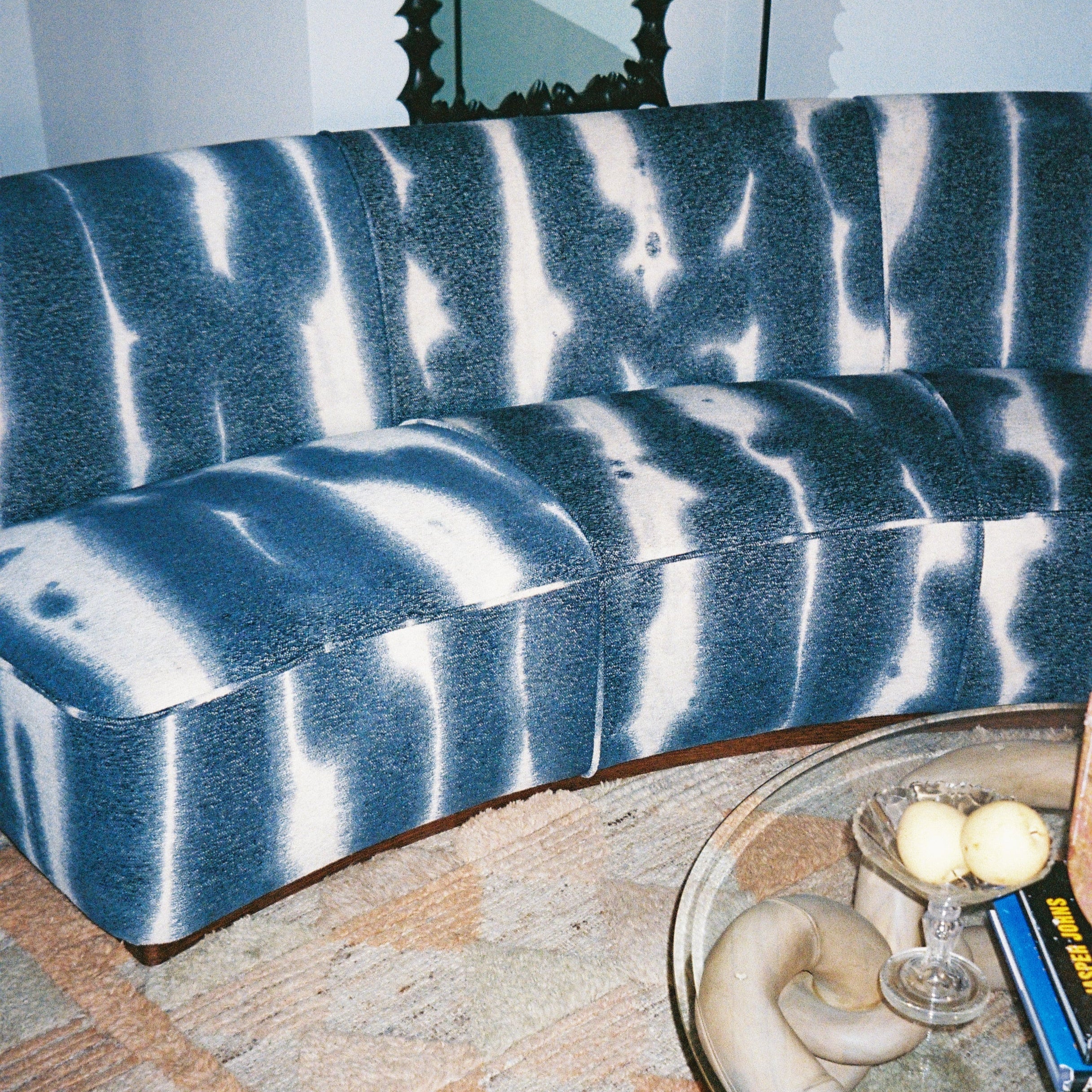 Sofa PARIS blauer Chenille