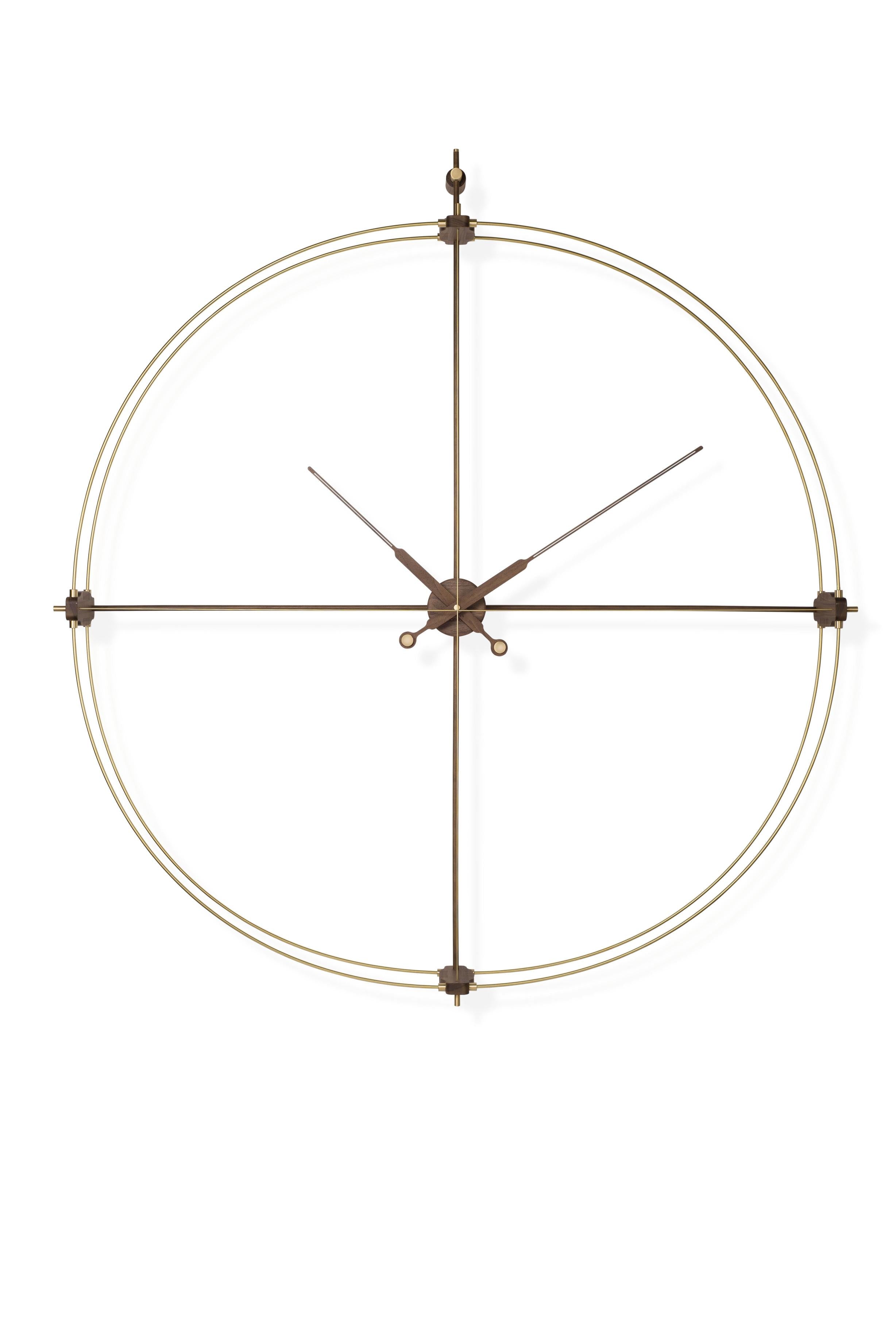 DELMORI PREMIUM wall clock walnut wood with brass