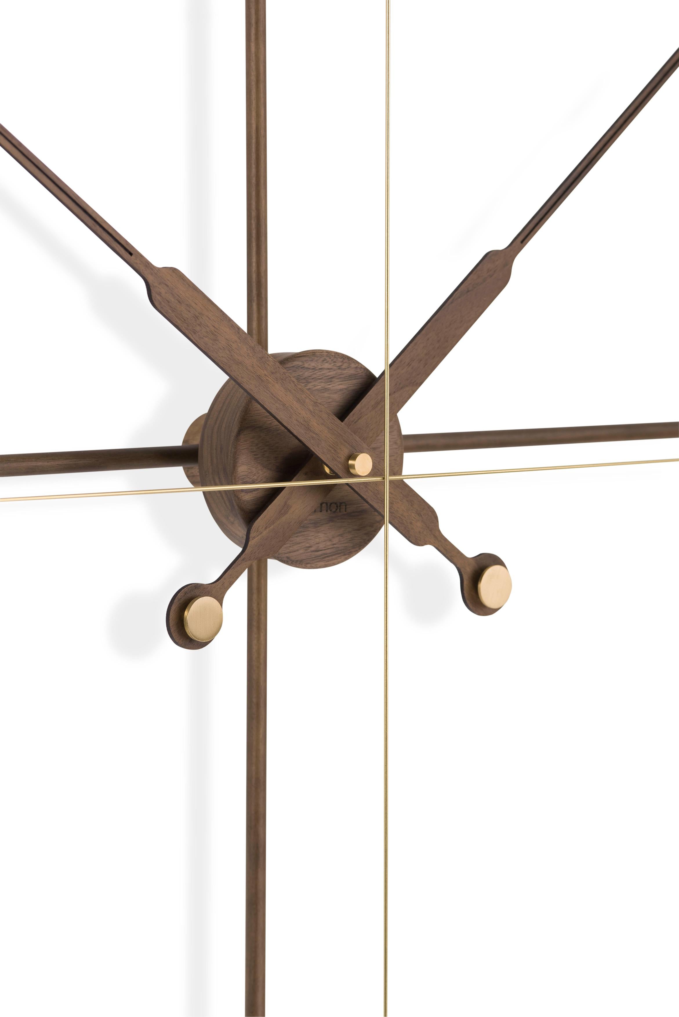 DELMORI PREMIUM wall clock walnut wood with brass