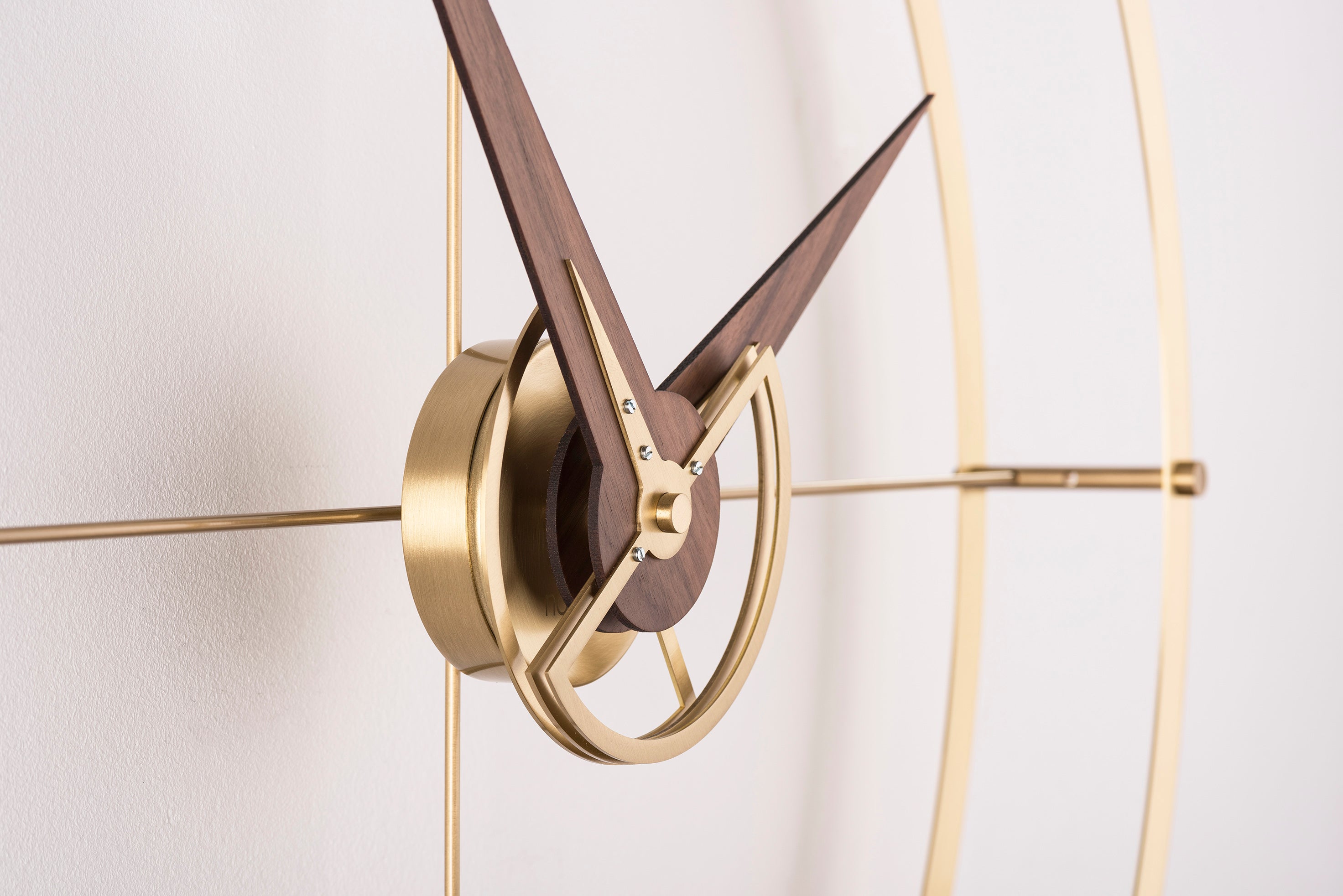 DOUBLE O PREMIUM wall clock walnut wood with brass finish