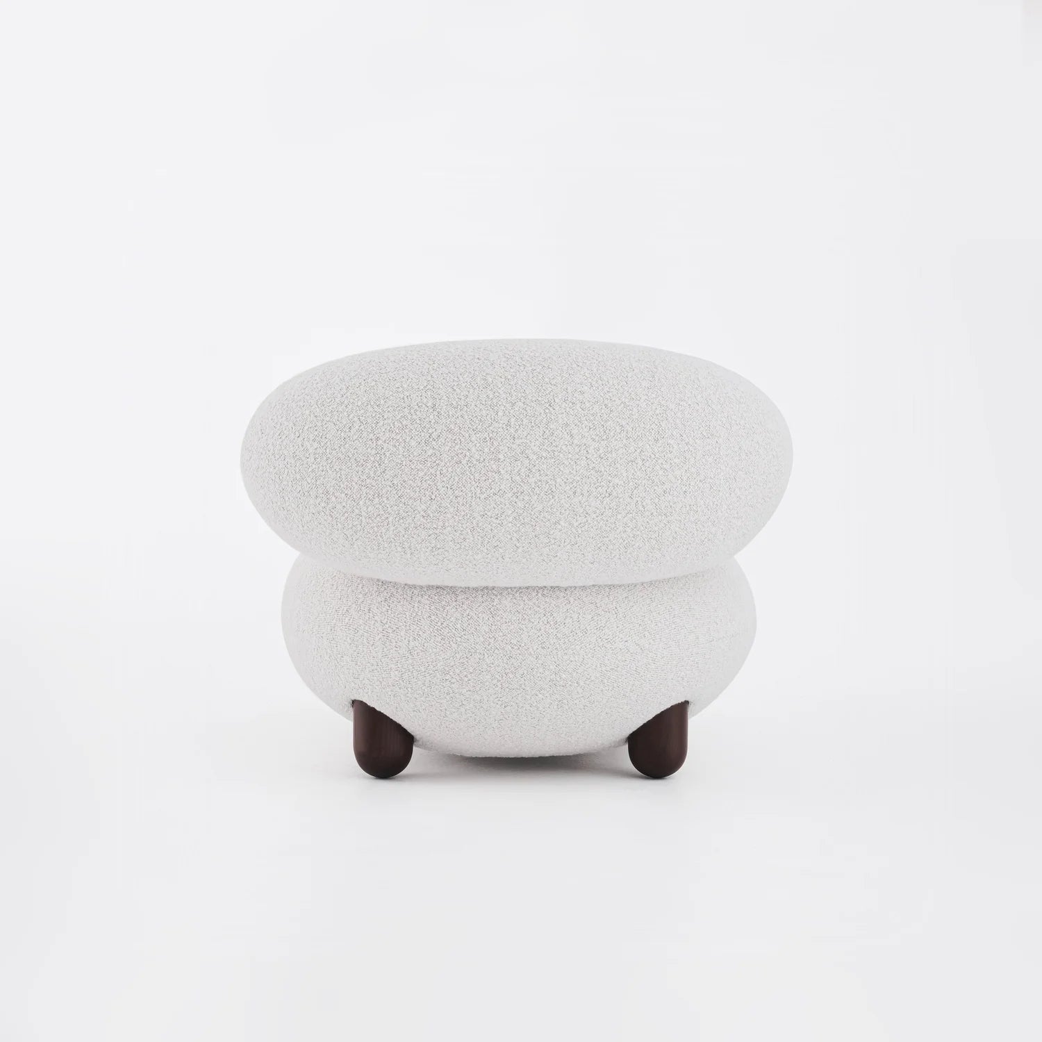 Upholstered FLOCK Armchair with Wooden Base