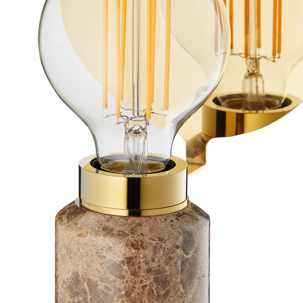 Tischlampe BLINDSPOT brauner Marmor mit messingfarbener Oberfläche [Amelia]