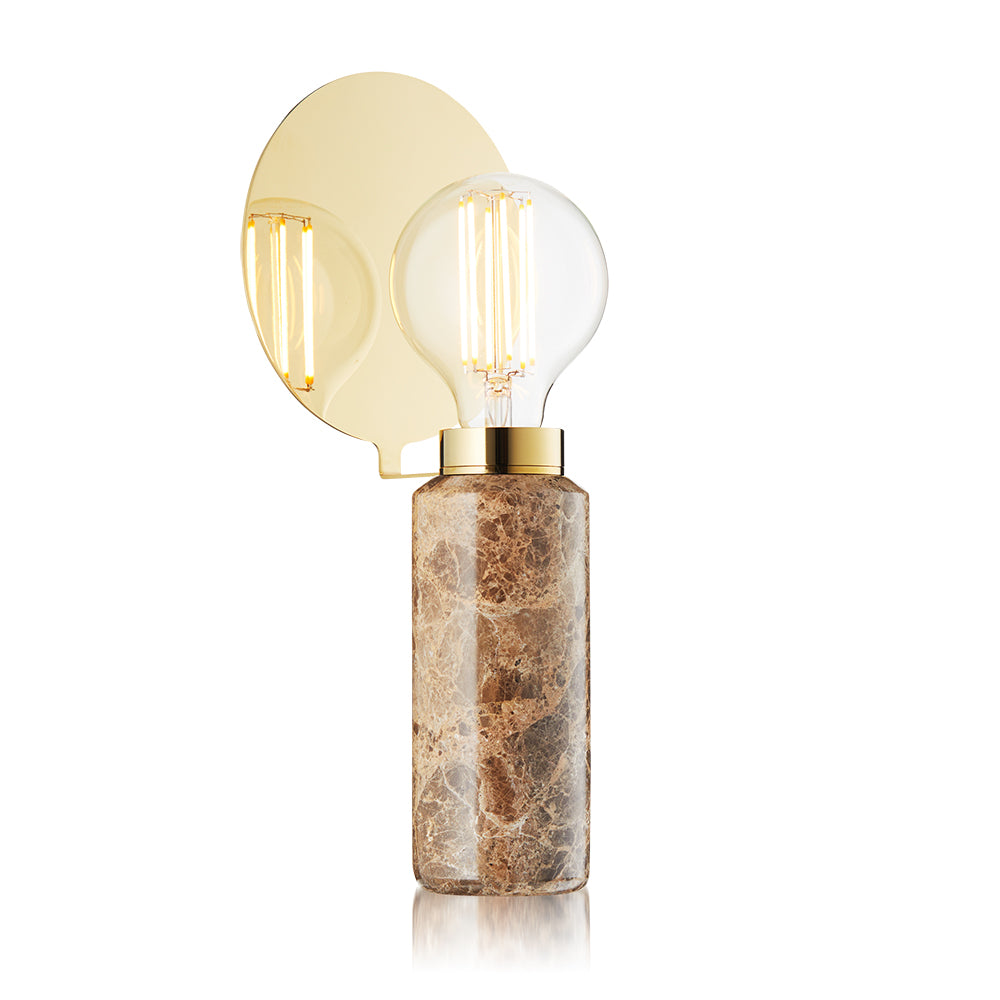 Tischlampe BLINDSPOT brauner Marmor mit messingfarbener Oberfläche [Amelia]