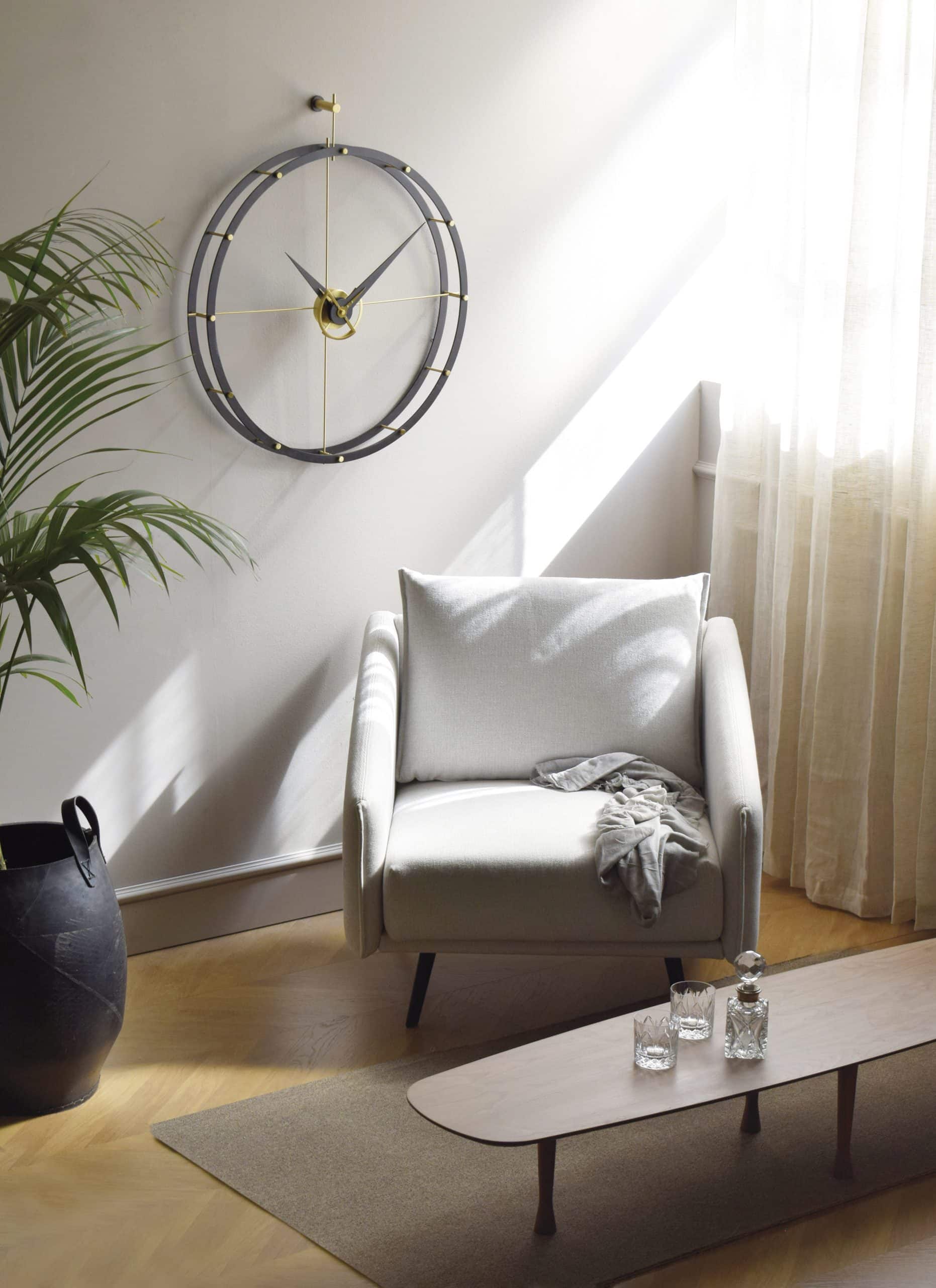 Zegar ścienny DOUBLE O czarny z mosiężnym