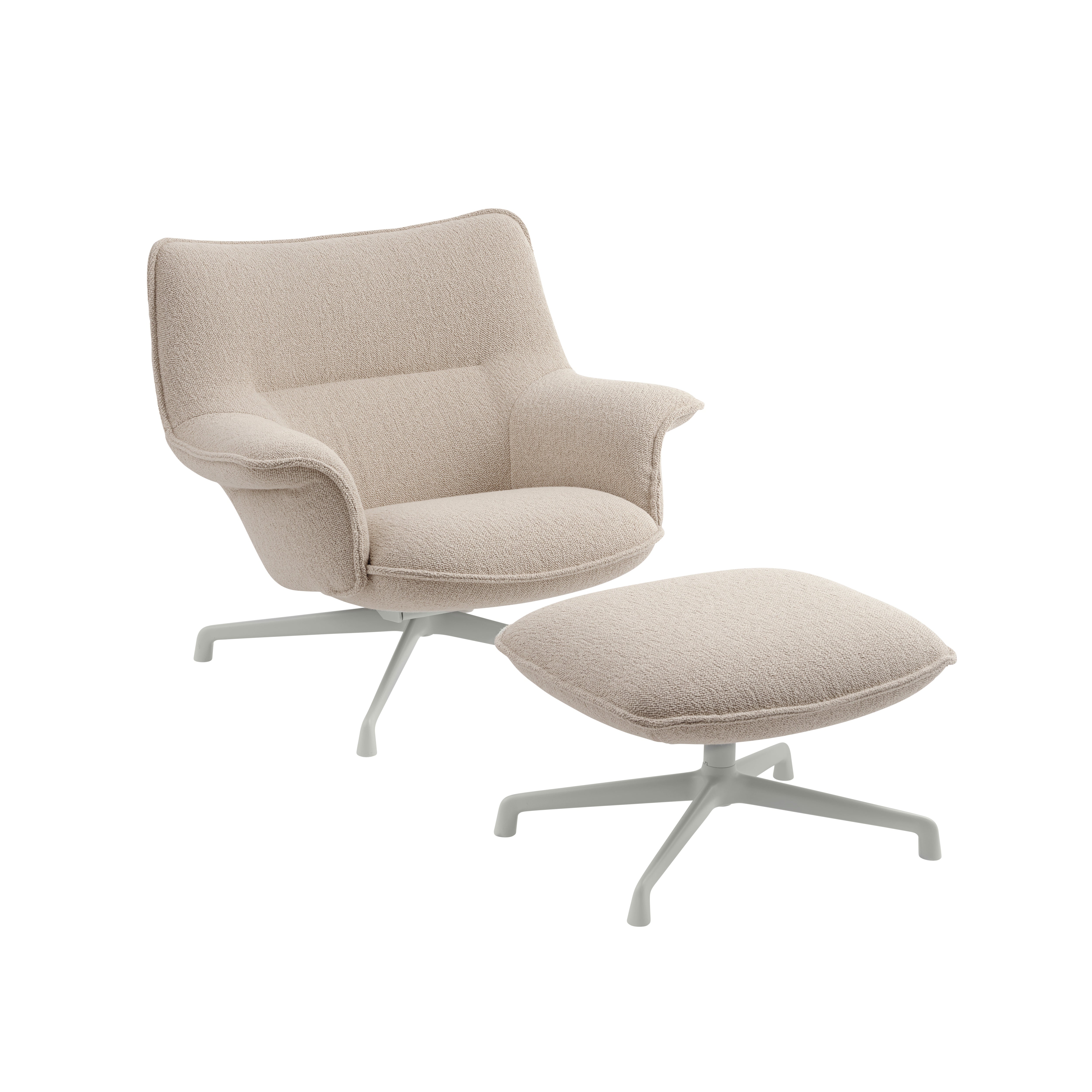 DOZE Beige Swivel Armchair with Light Gray Base