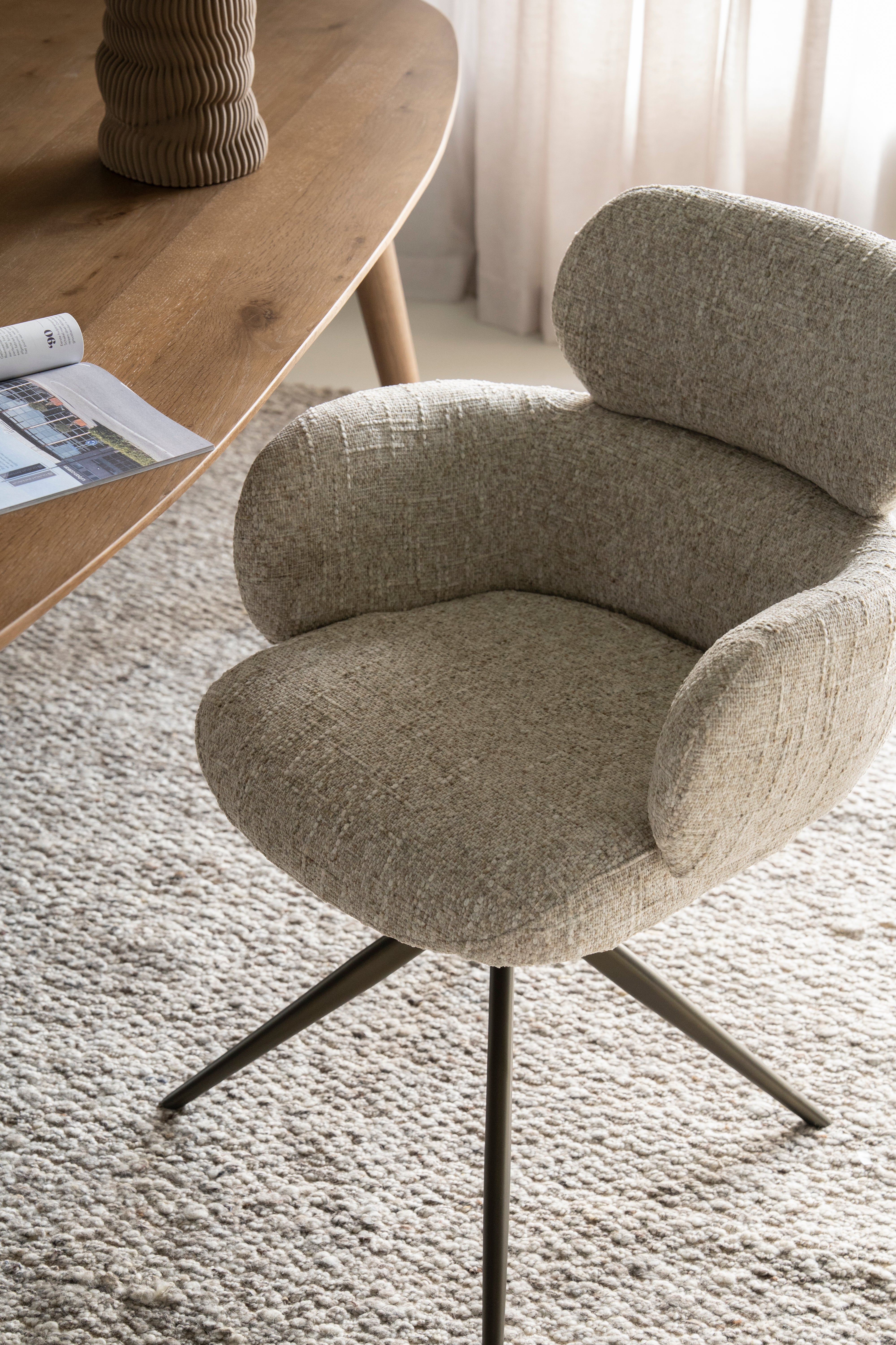DARCIO swivel chair gray-brown mélange with dark brown base