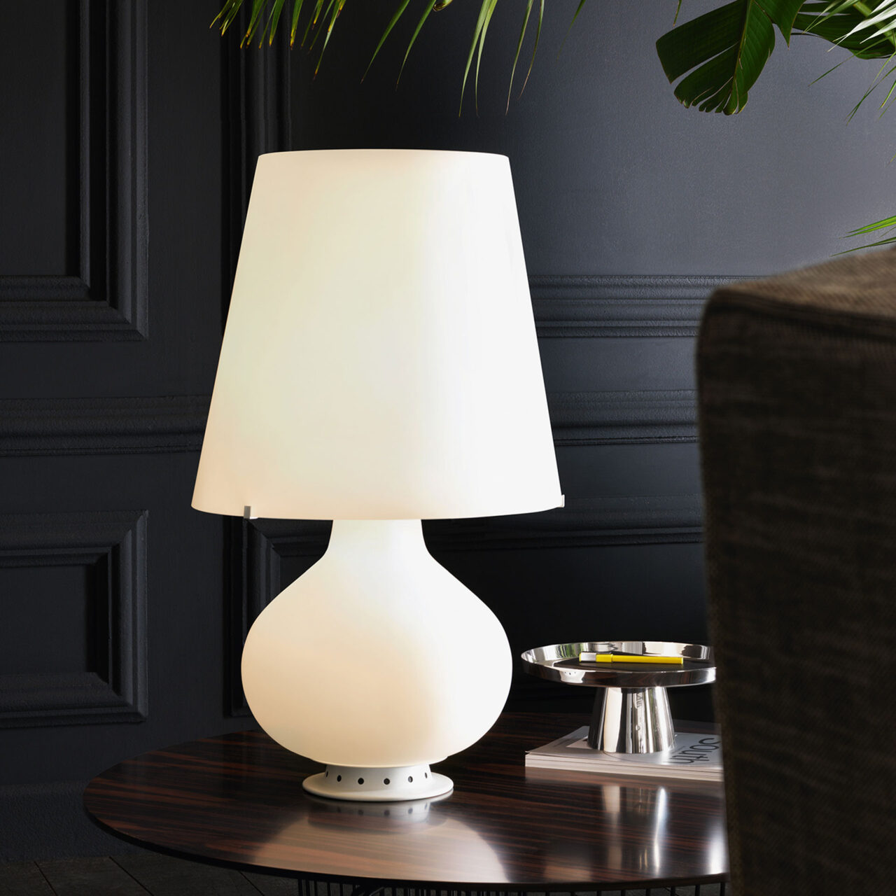 Lampa stołowa FONTANA 1853 białe satynowe szkło dmuchane