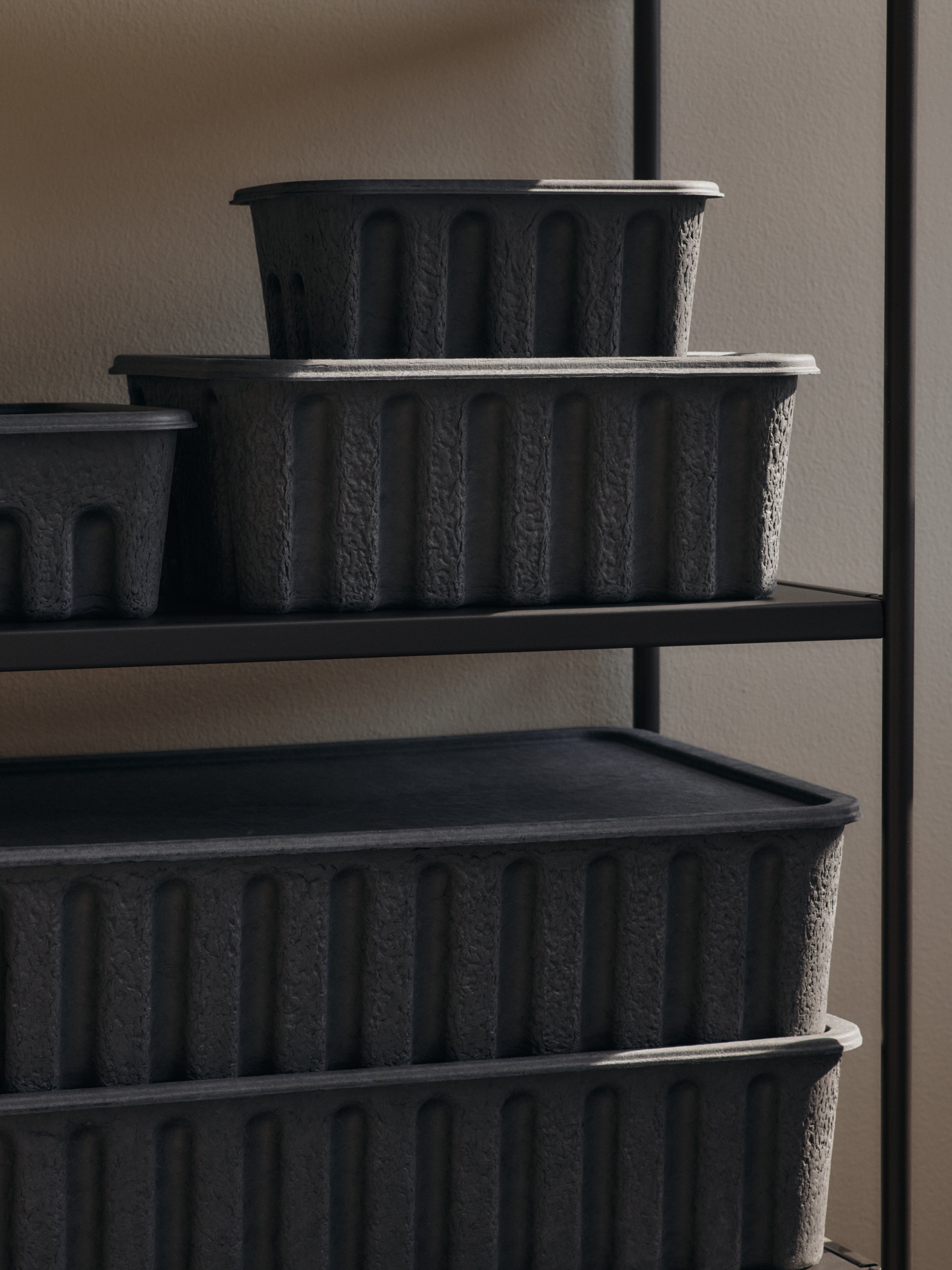Zestaw pudełek do przechowywania PAPER PULP BOX czarny