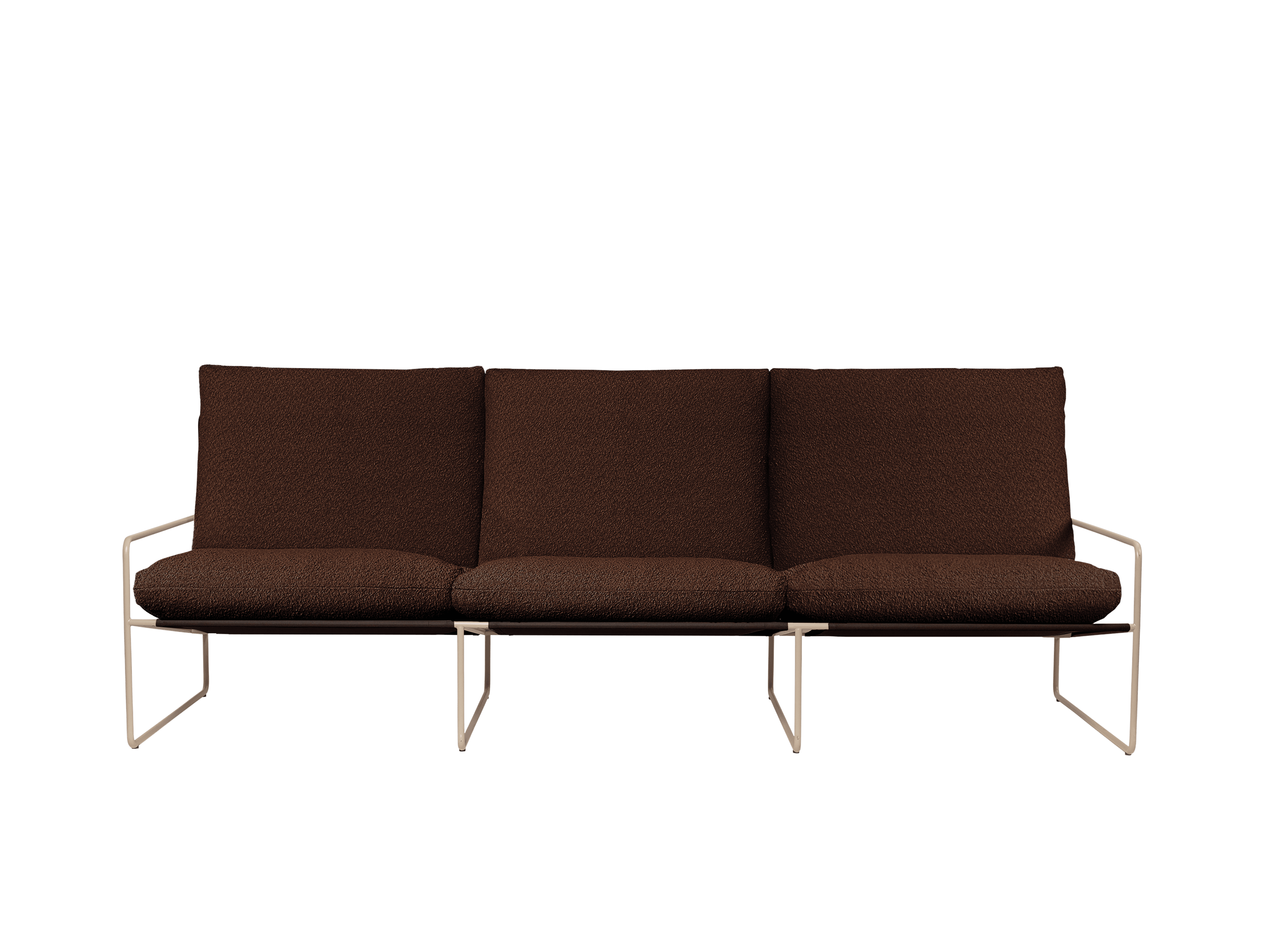 Sofa 3-osobowa zewnętrzna DESERT brązowy boucle z beżową podstawą