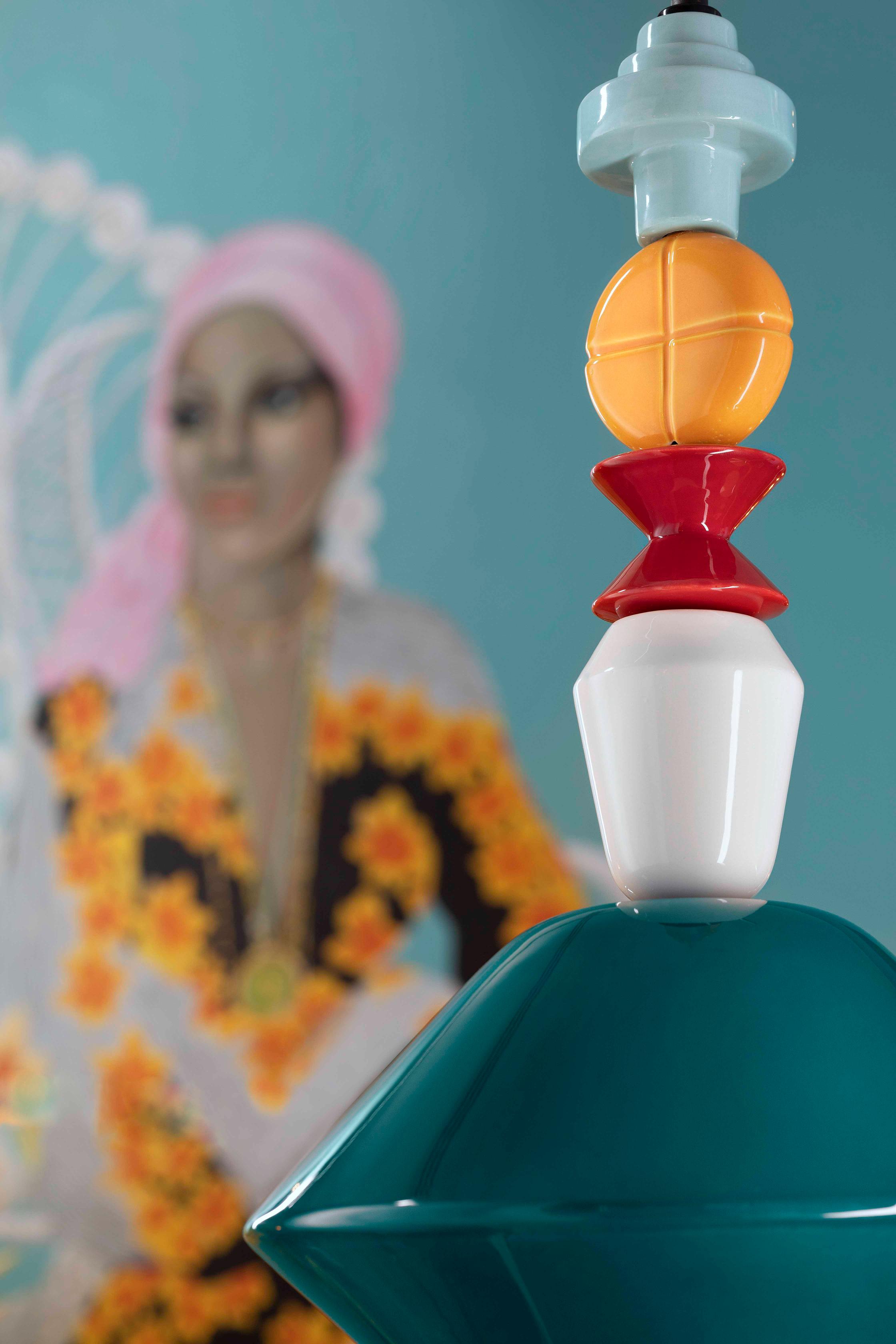 Lampa wisząca ceramiczna LARIAT żółty