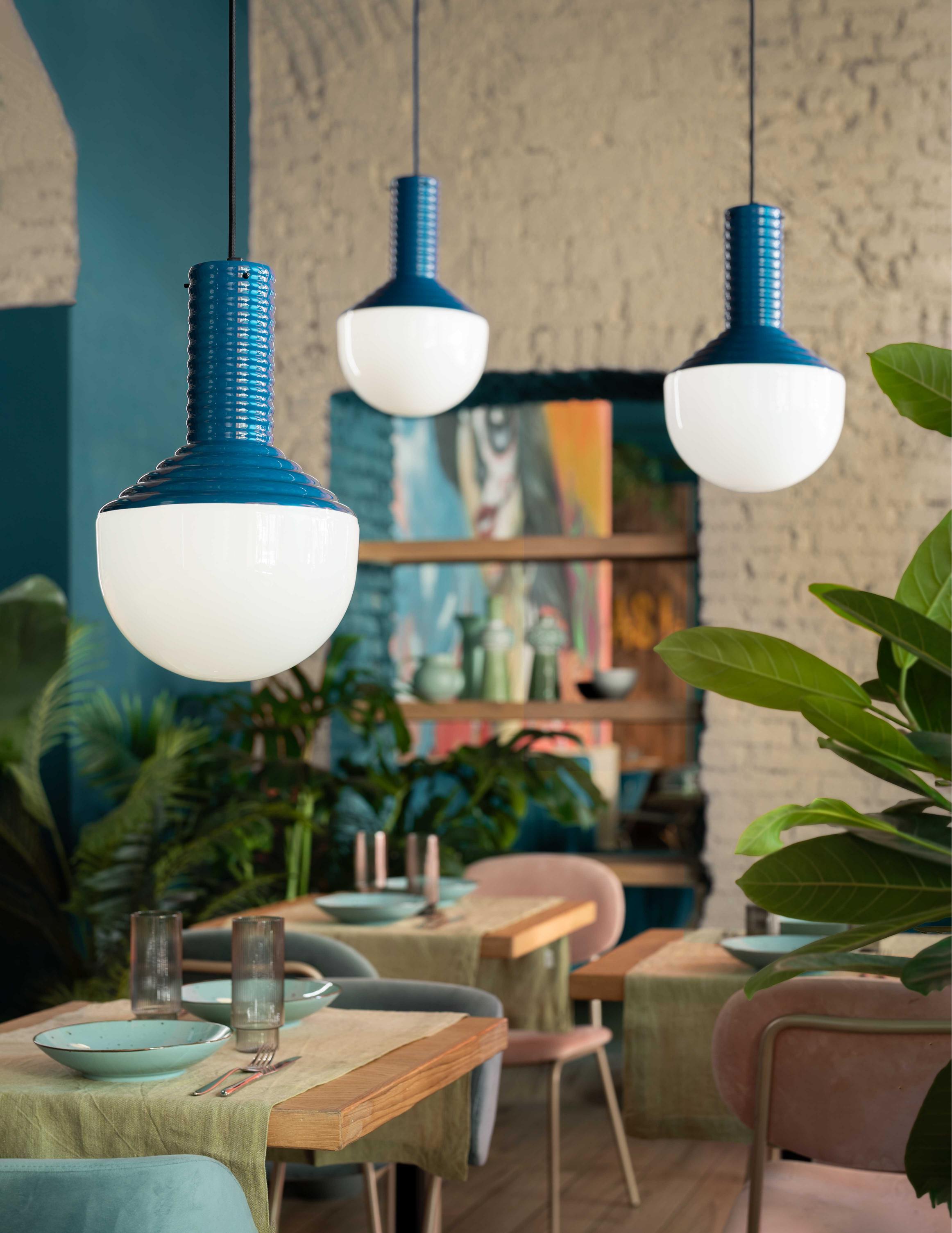Lampa wisząca ceramiczna SELARÒN niebieski