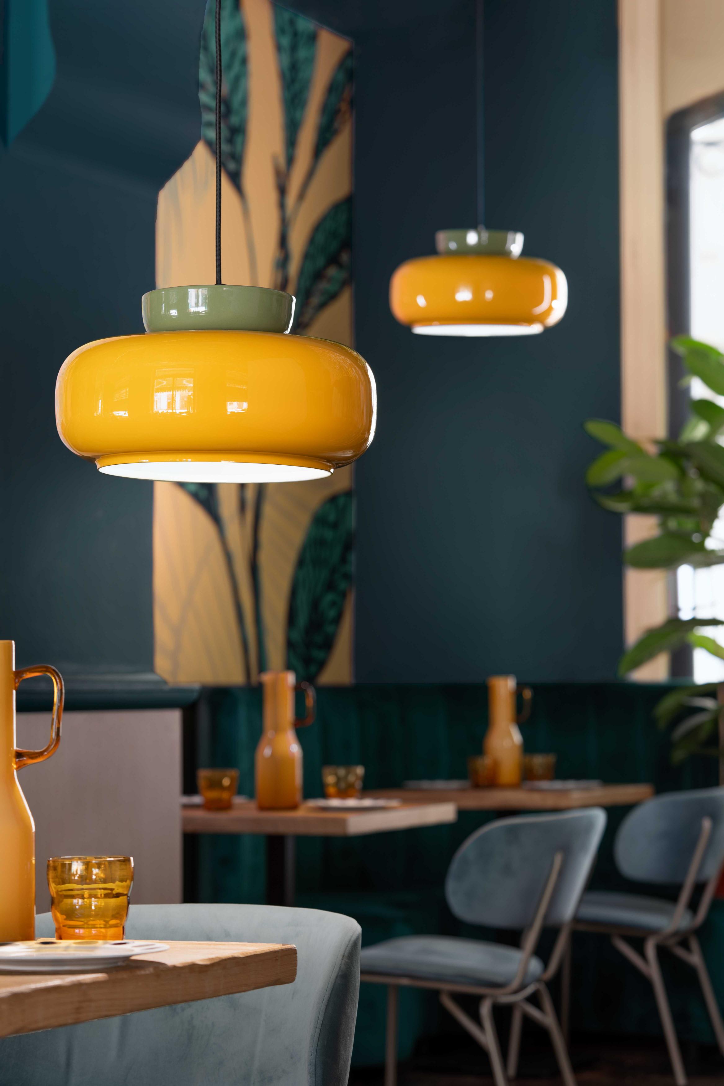 Lampa wisząca ceramiczna MARACANÀ żółty z szałwiowym