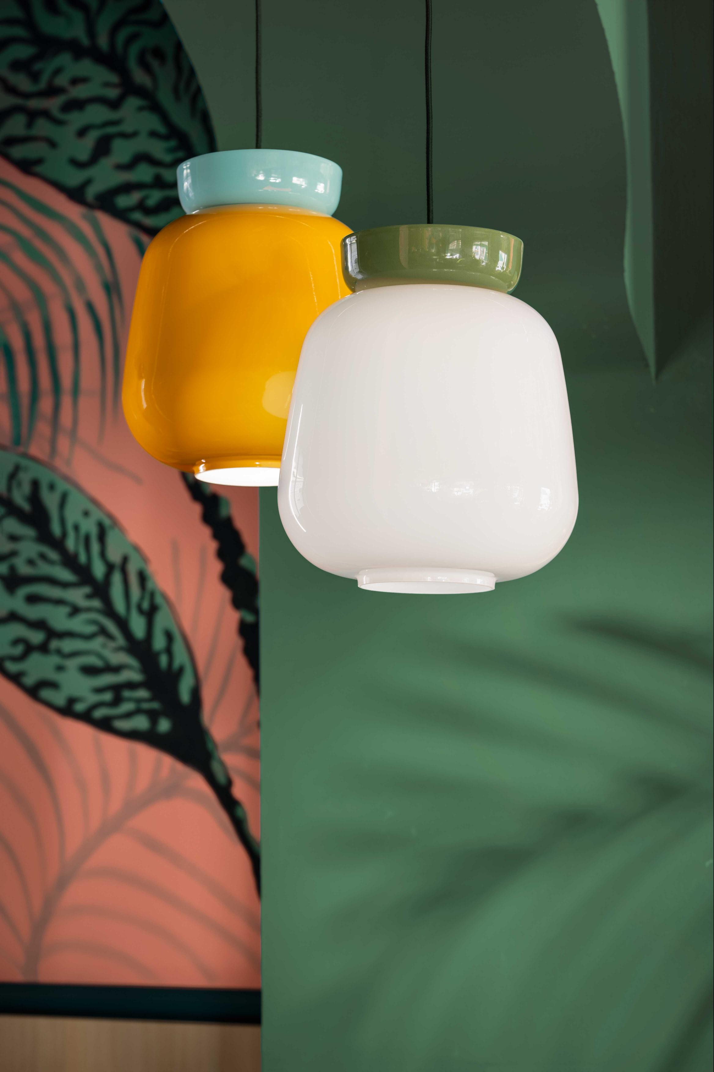 Lampa wisząca ceramiczna CORCOVADO żółty z błękitnym