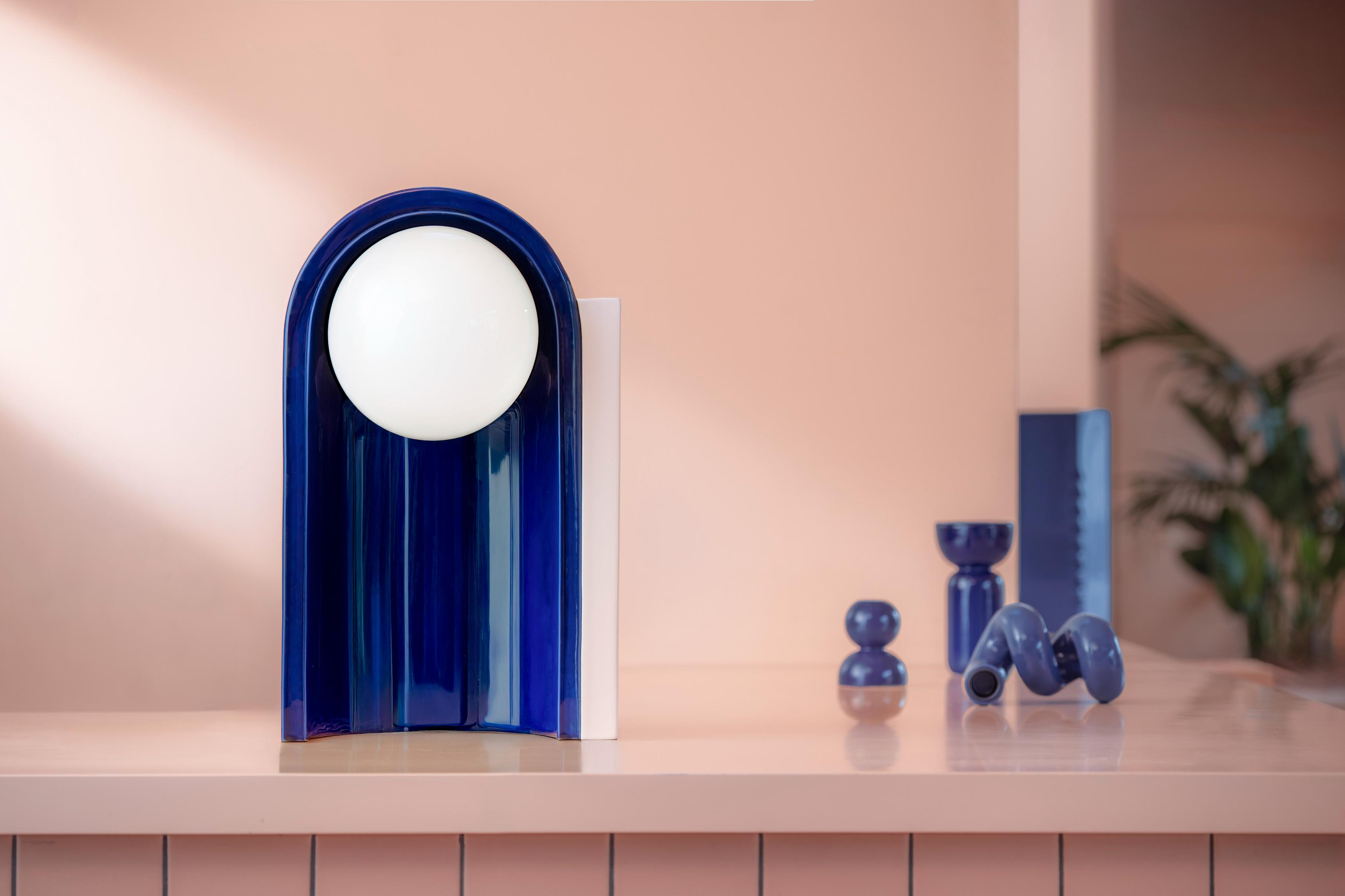 Lampa stołowa ceramiczna CLÉO błękitny z żółtym