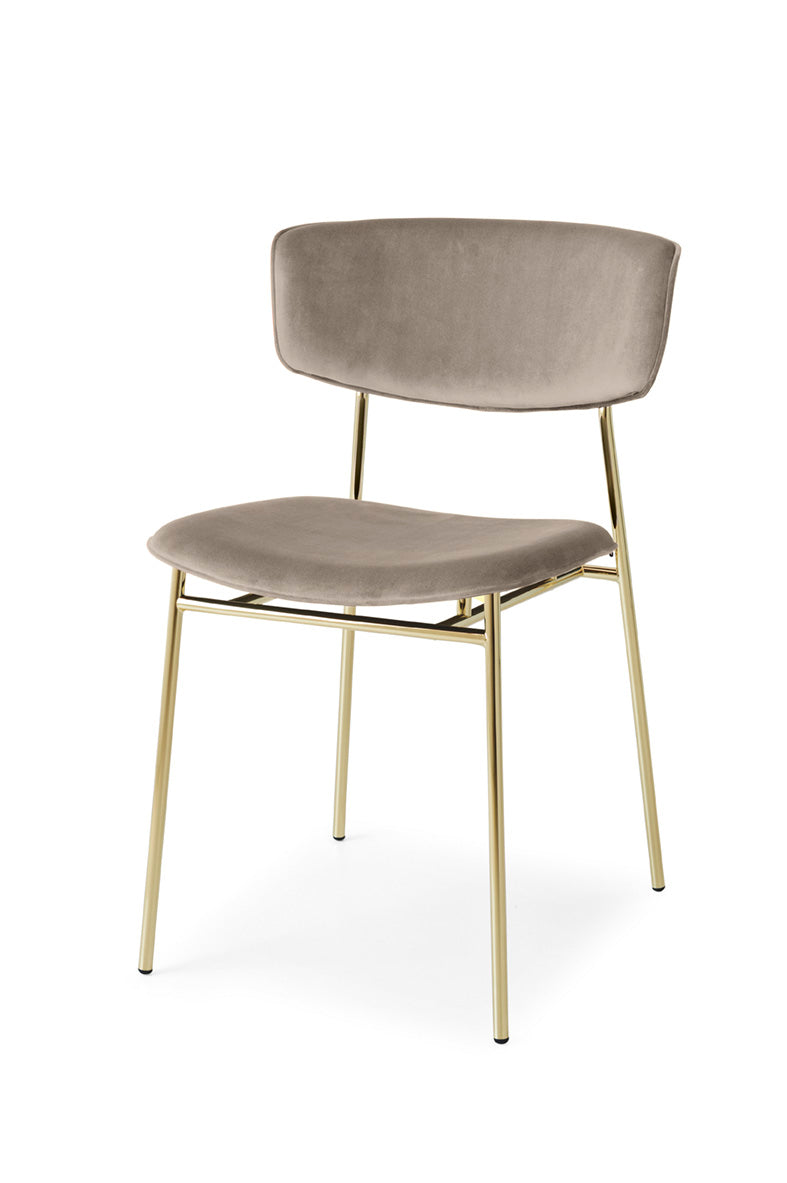 Upholstered FIFTIES Chair with Gold Base