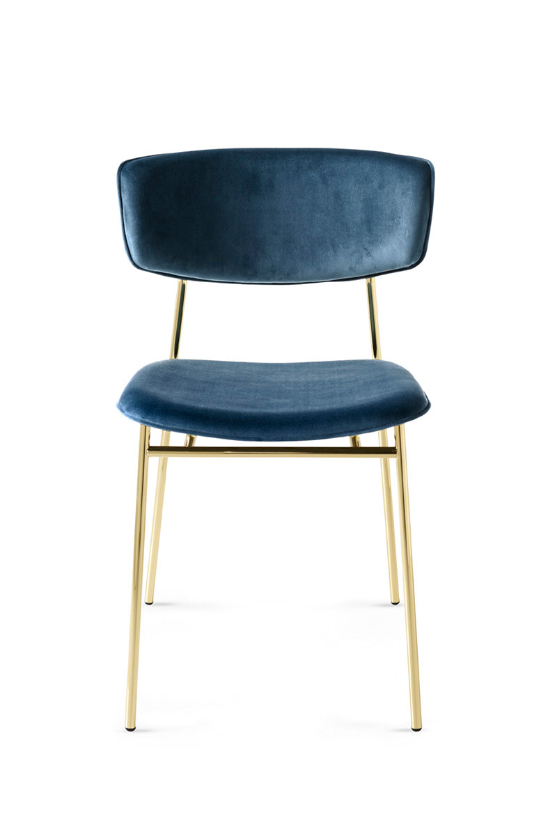 Upholstered FIFTIES Chair with Gold Base