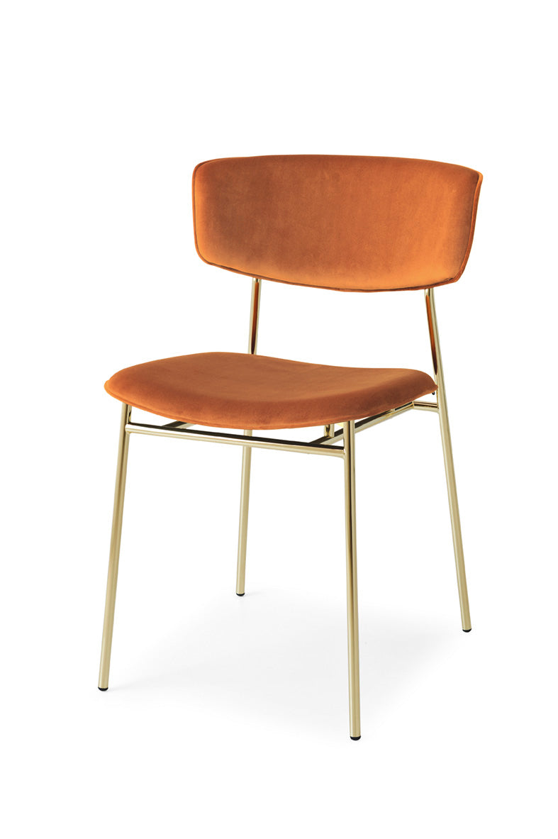 Upholstered FIFTIES Chair with Gold Base