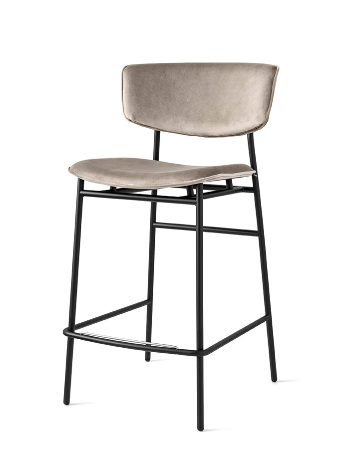 FIFTIES upholstered bar stool with a black base