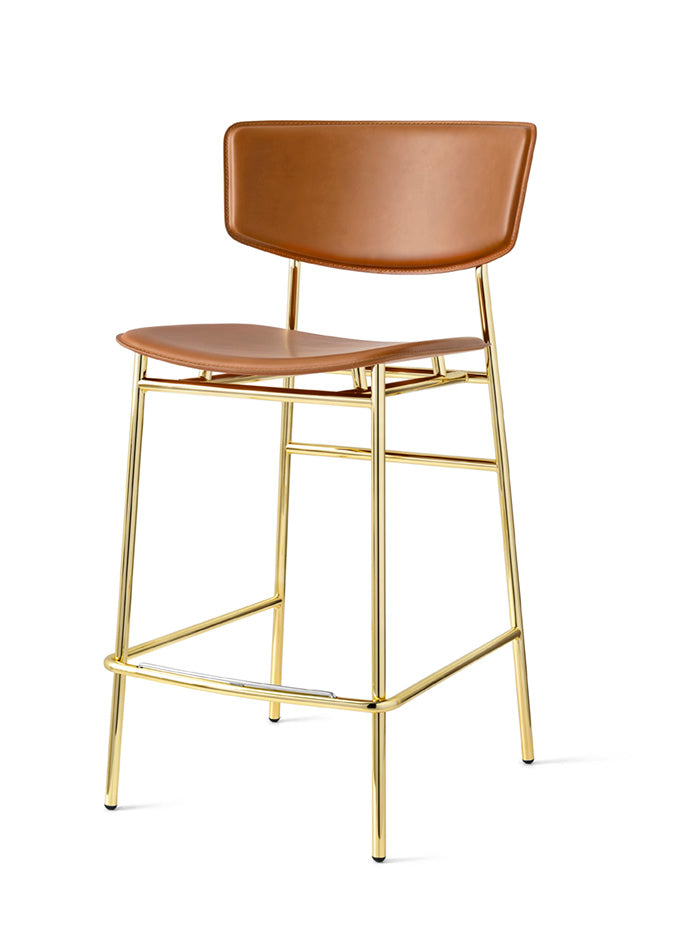 FIFTIES upholstered bar chair with a golden base