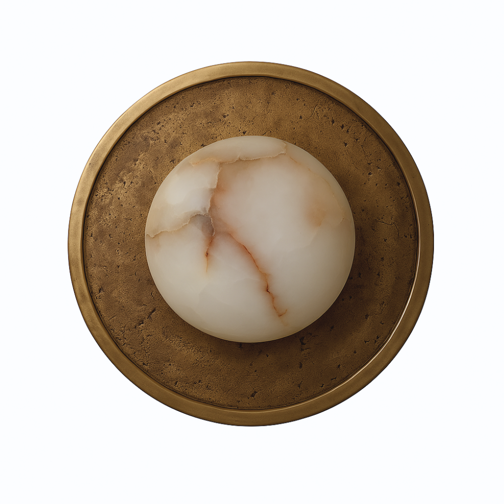 Alabaster Ceiling Light FULL MOON Brushed Brass