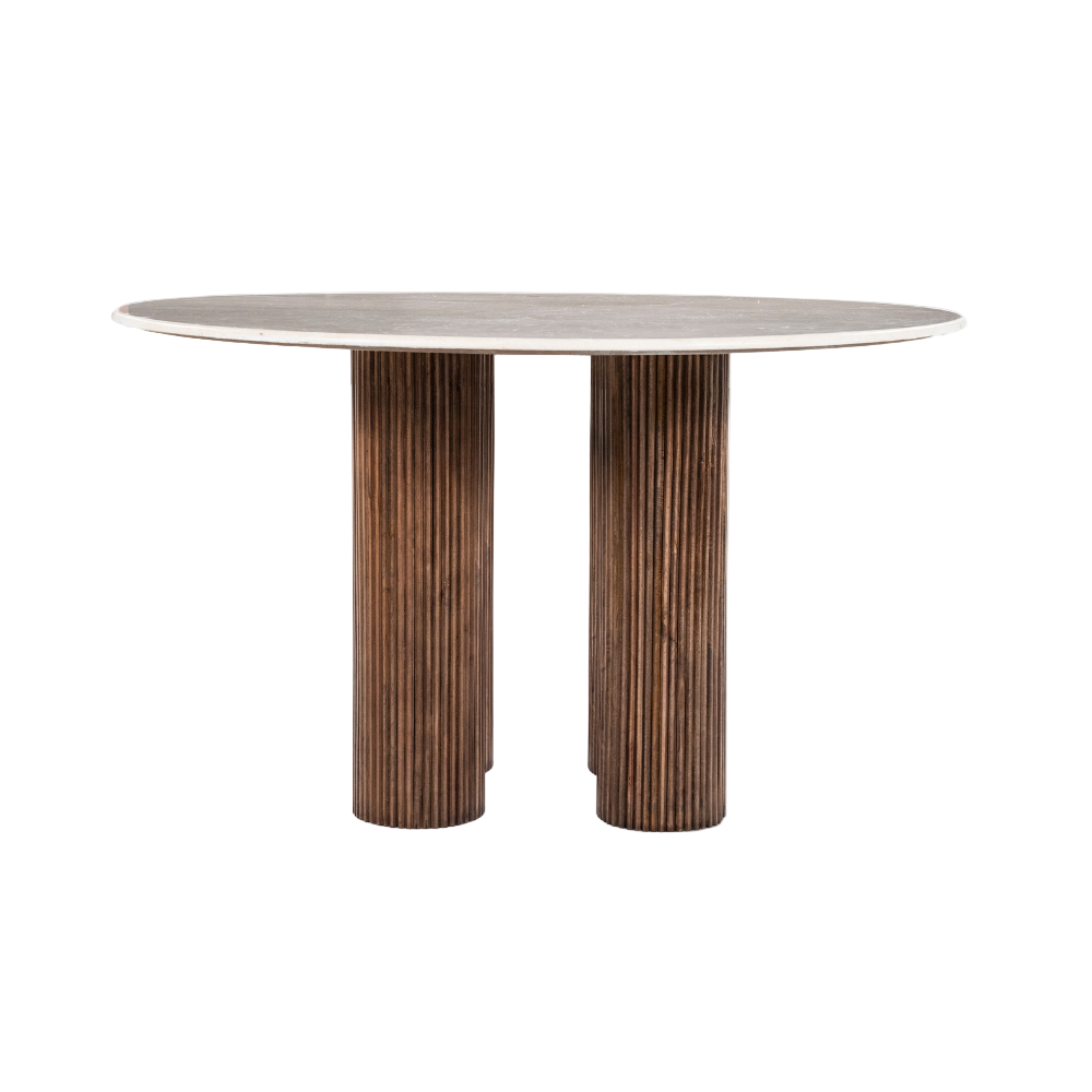 Round table XAVI mango wood with marble top