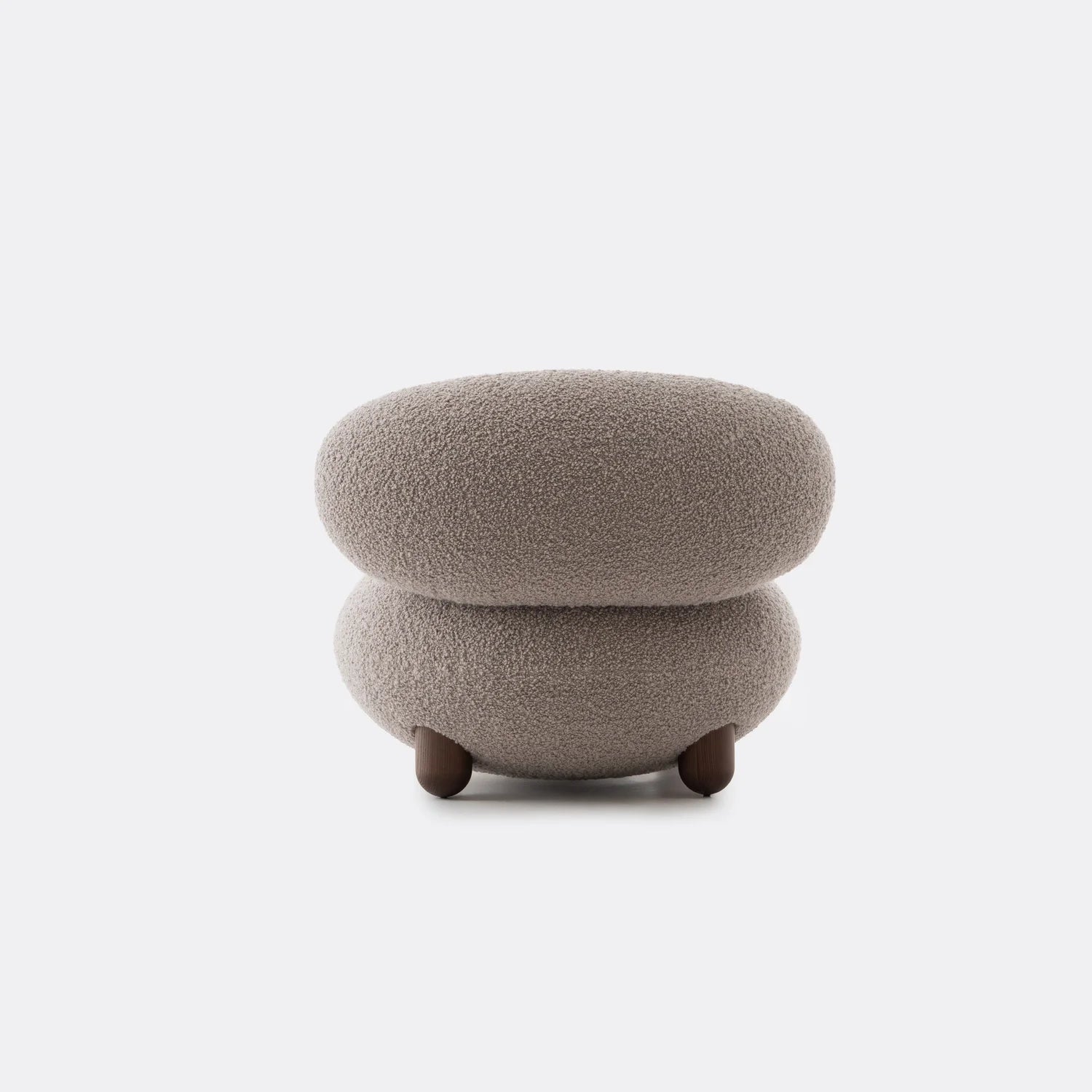 Upholstered FLOCK Armchair with Wooden Base