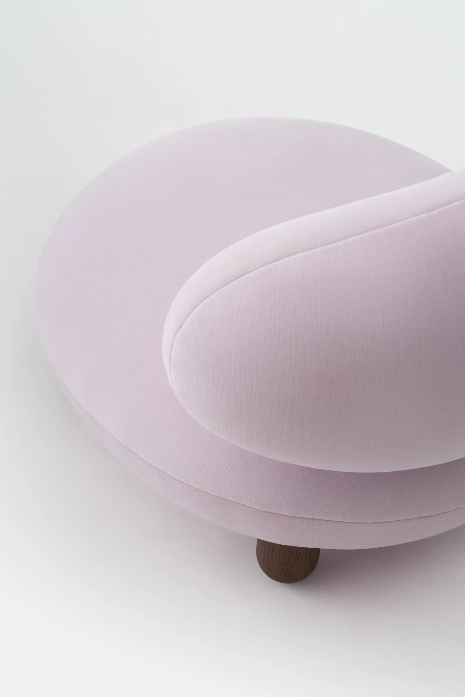 Upholstered FLOCK Armchair with Wooden Base