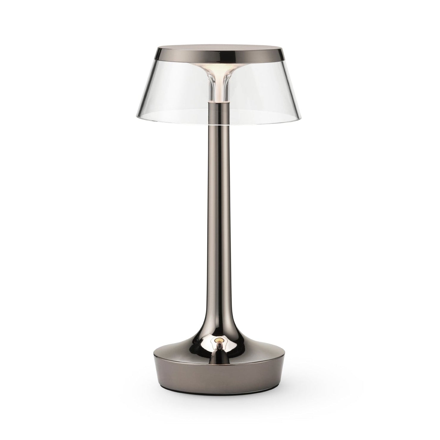 Lampa przenośna BON JOUR UNPLUGGED czarny chromowany z transparentnym abażurem